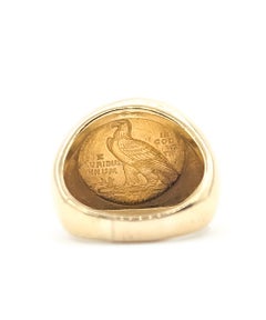 Indian Head Gold Coin Signet Ring in 14k & 22k Yellow Gold