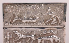 Indian Heavy Silver Antique Animal Repoussé Card Case