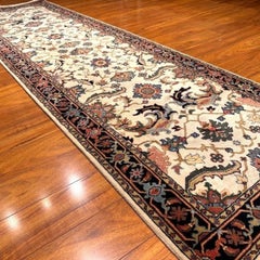 Indian Heriz Classic Hand-Knotted Wool Runner, 3' x 10'