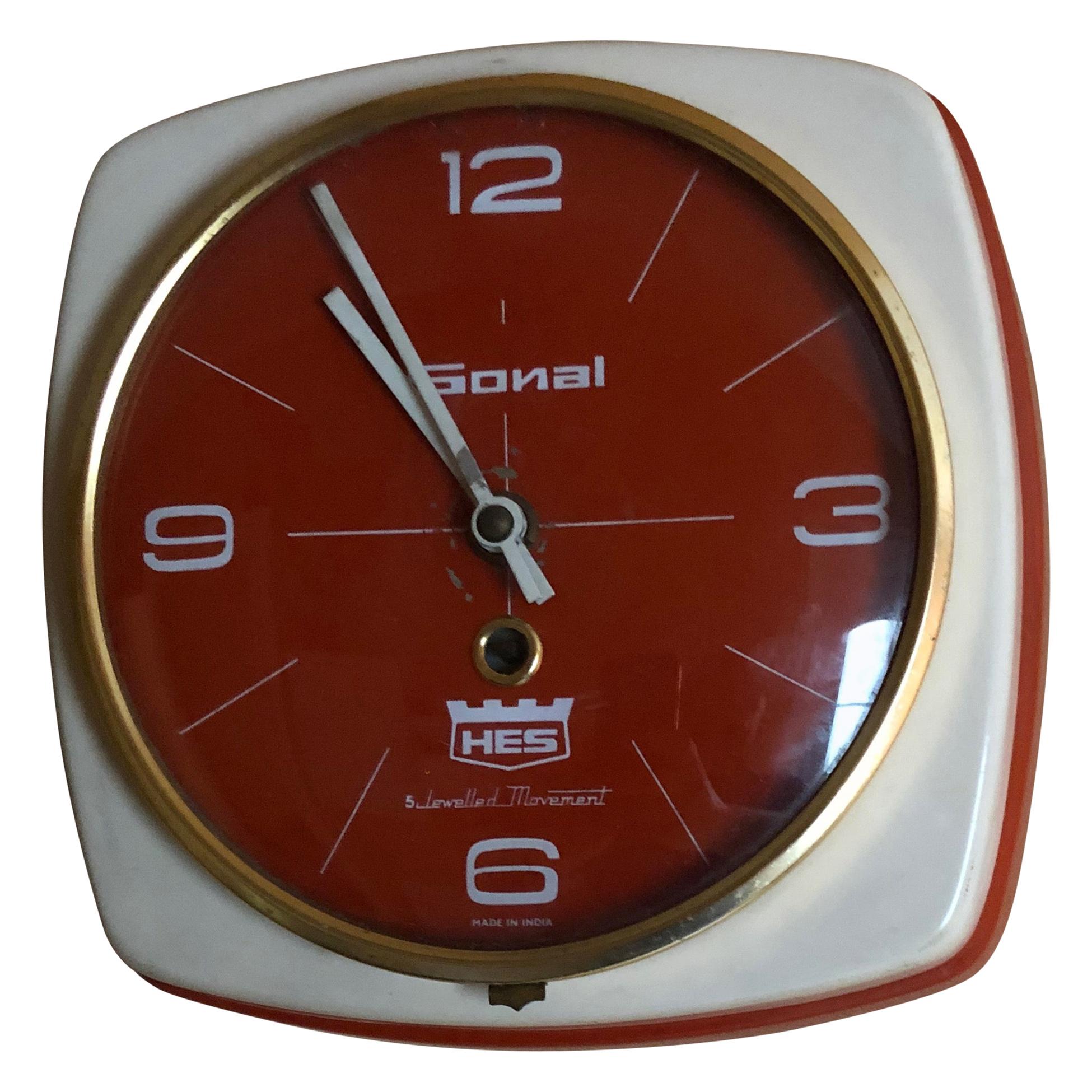 Indian HES Wall Clock in Heavy Metal Case For Sale