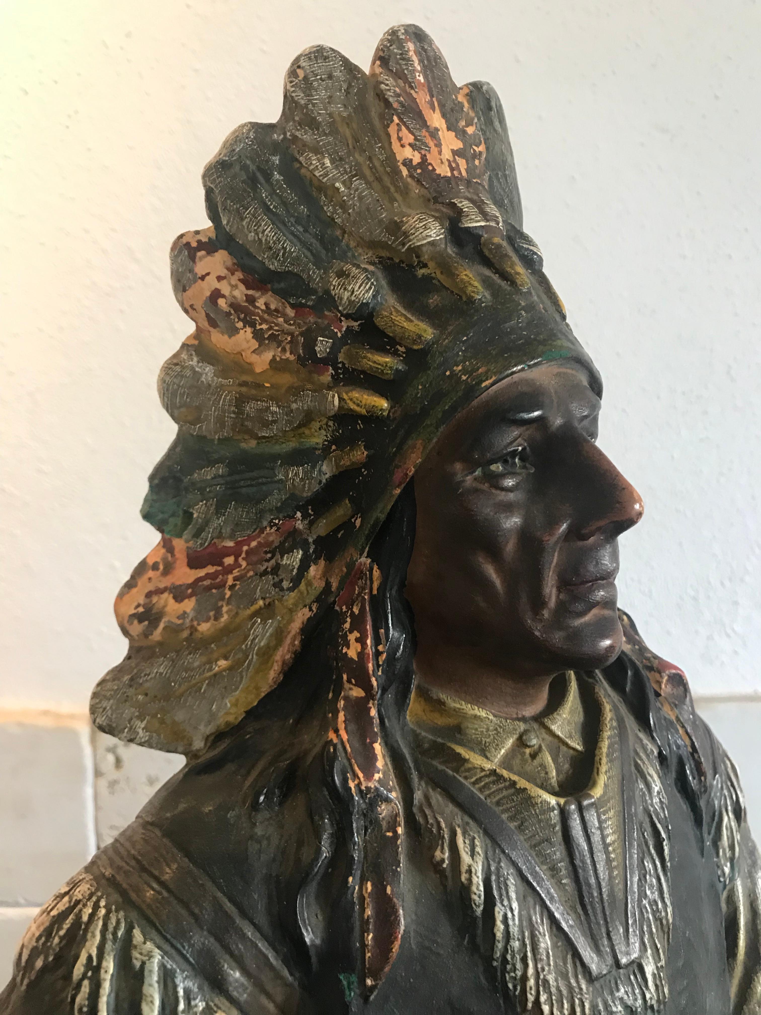 Indian in Terracotta, Americain, circa 1940 For Sale 3