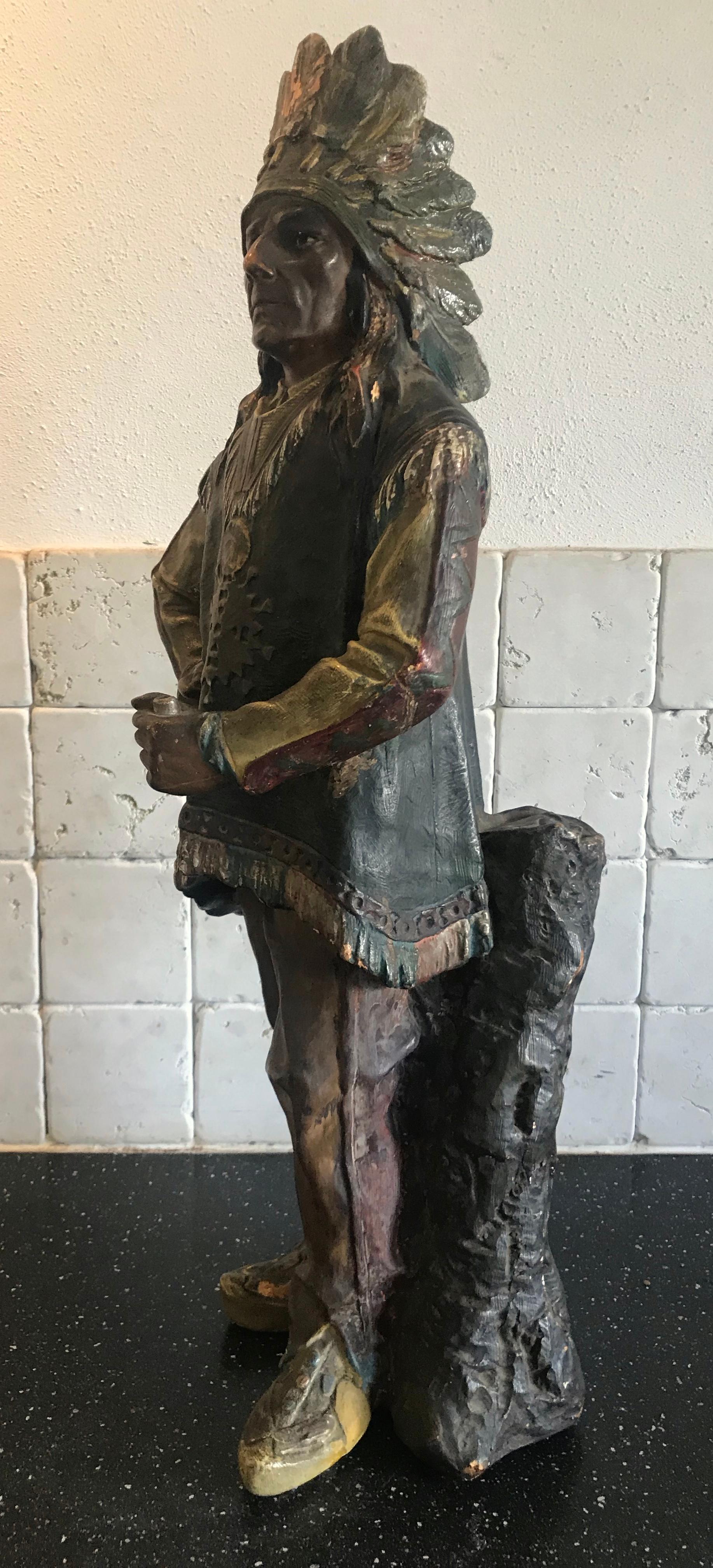 Indian in Terracotta, Americain, circa 1940 For Sale 1
