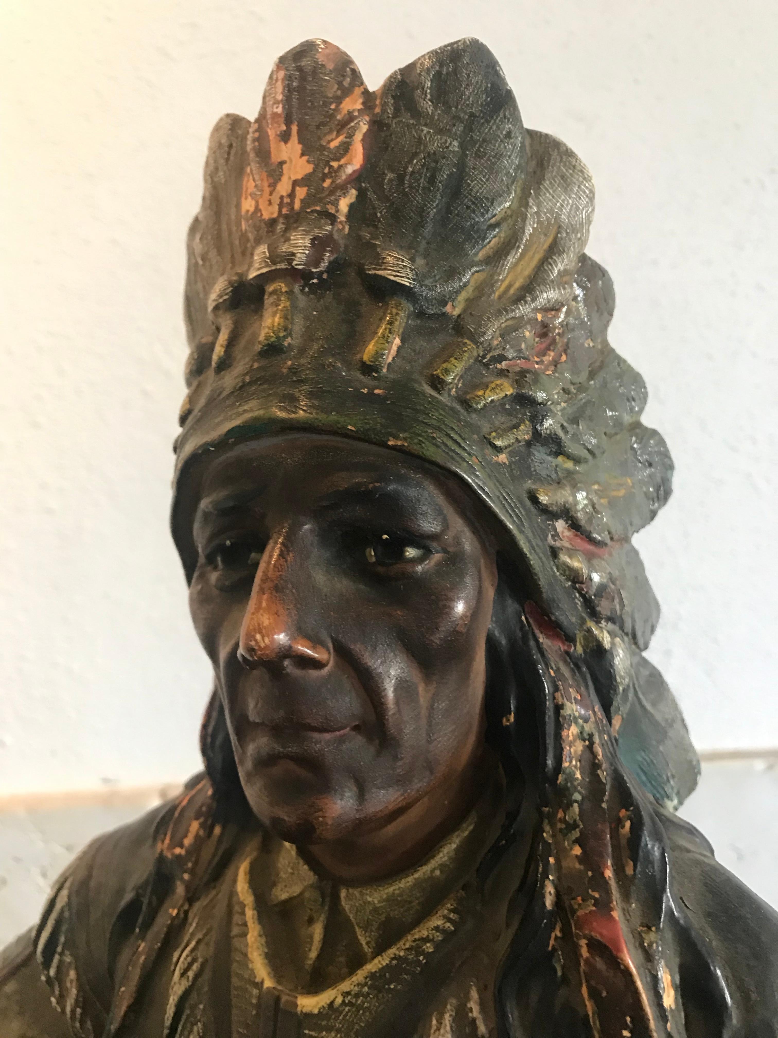 Indian in Terracotta, Americain, circa 1940 For Sale 2