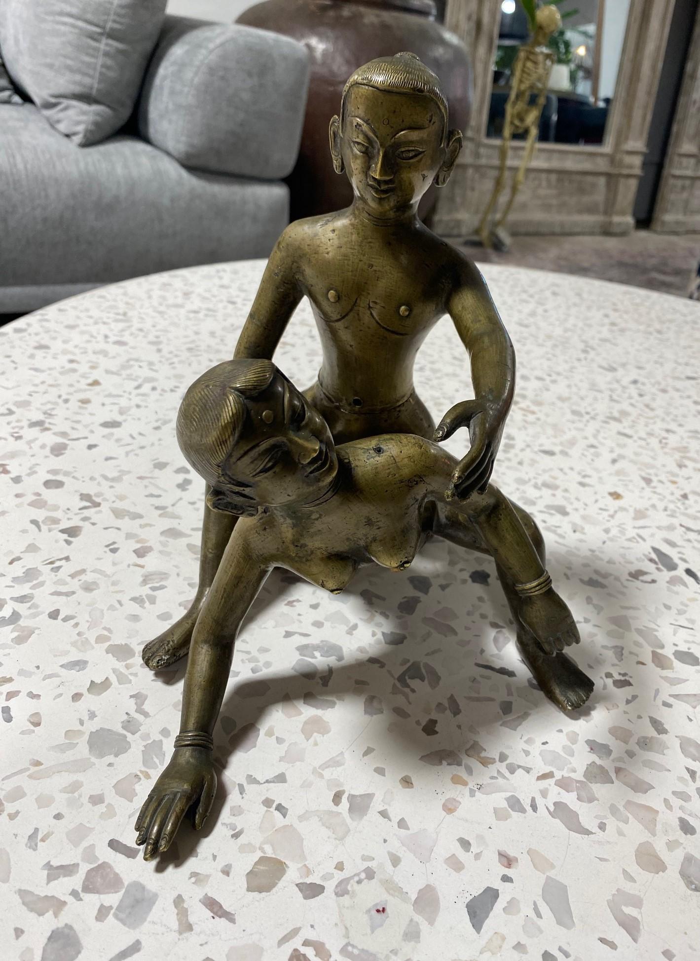 Indian India South East Asian Erotic Heavy Bronze Kama Sutra Figures Sculpture For Sale 8