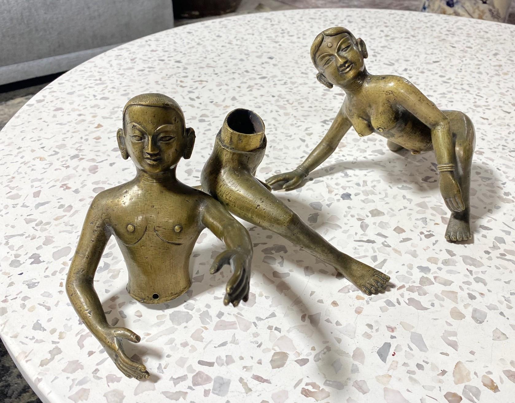 Indian India South East Asian Erotic Heavy Bronze Kama Sutra Figures Sculpture For Sale 12