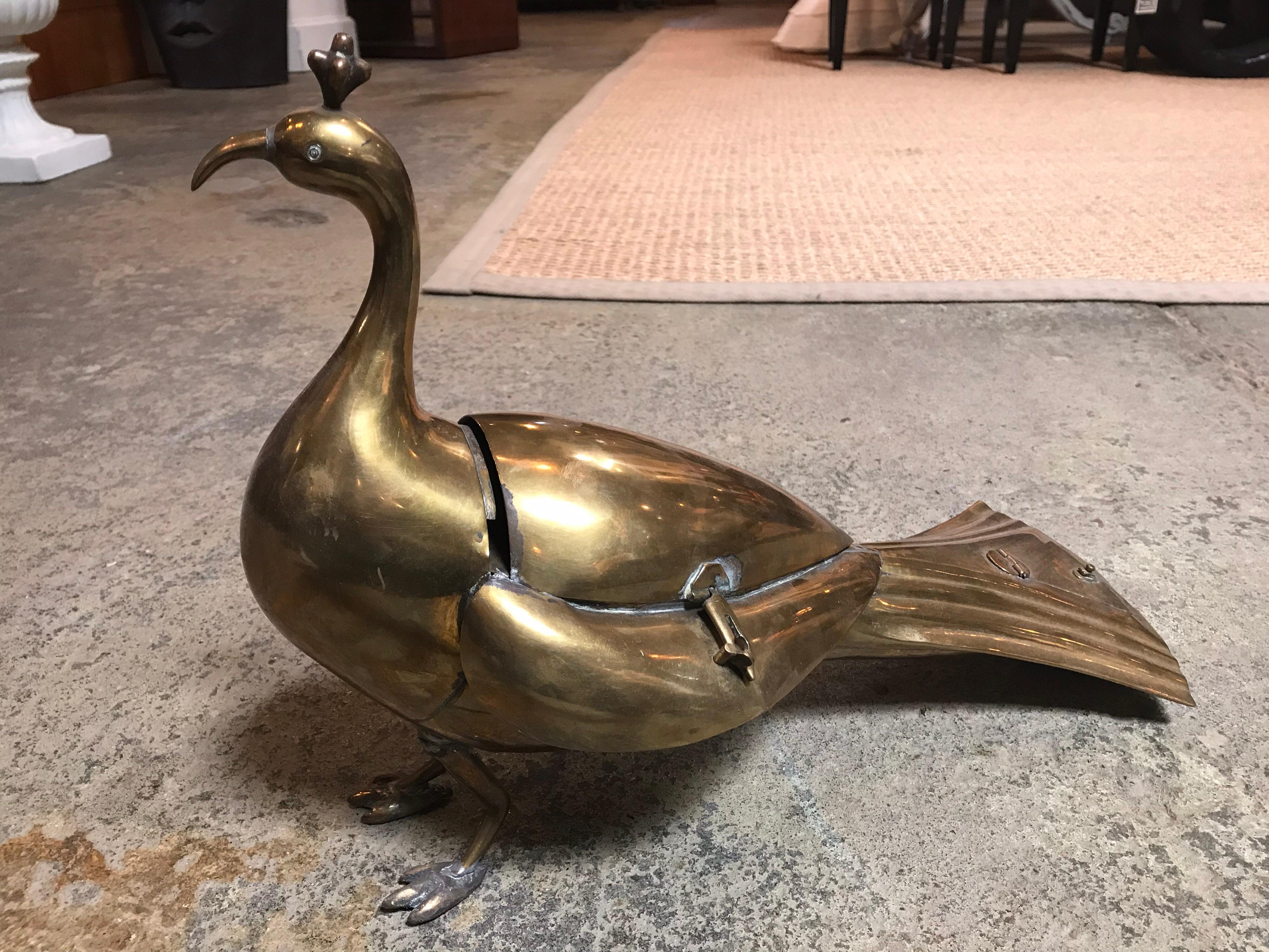 Indian Inkwell Peacock, circa 1950 In Good Condition For Sale In Dallas, TX