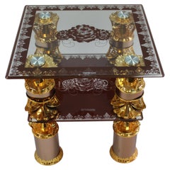 Retro Indian Inspired Glass Square Occasional Table