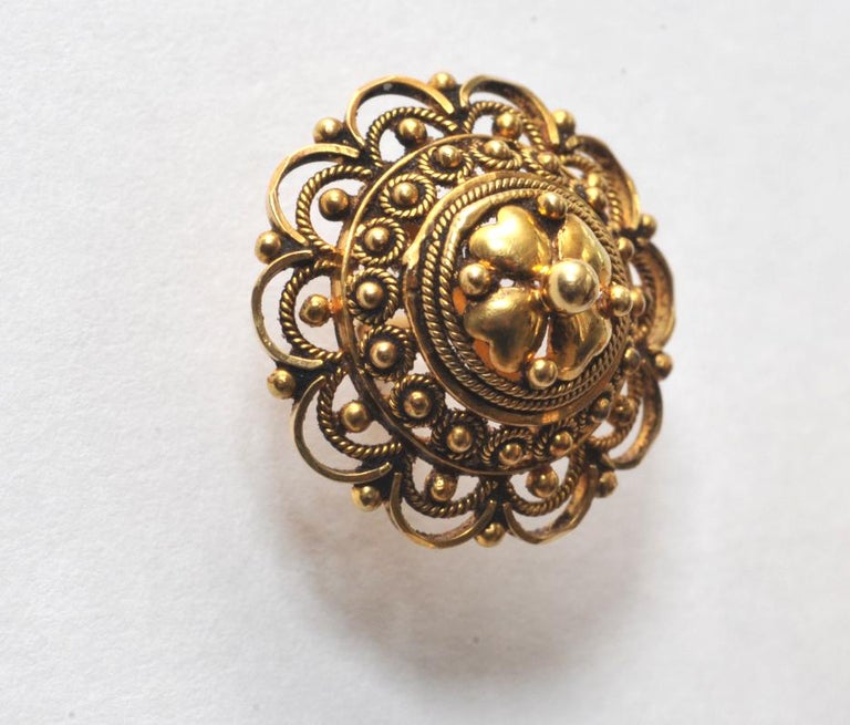 Indian Hand-Tooled Gold Stud Earrings For Sale at 1stDibs | indian gold ...