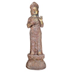 Chinese Ming Dynasty Iron Standing Guanyin Sculpture