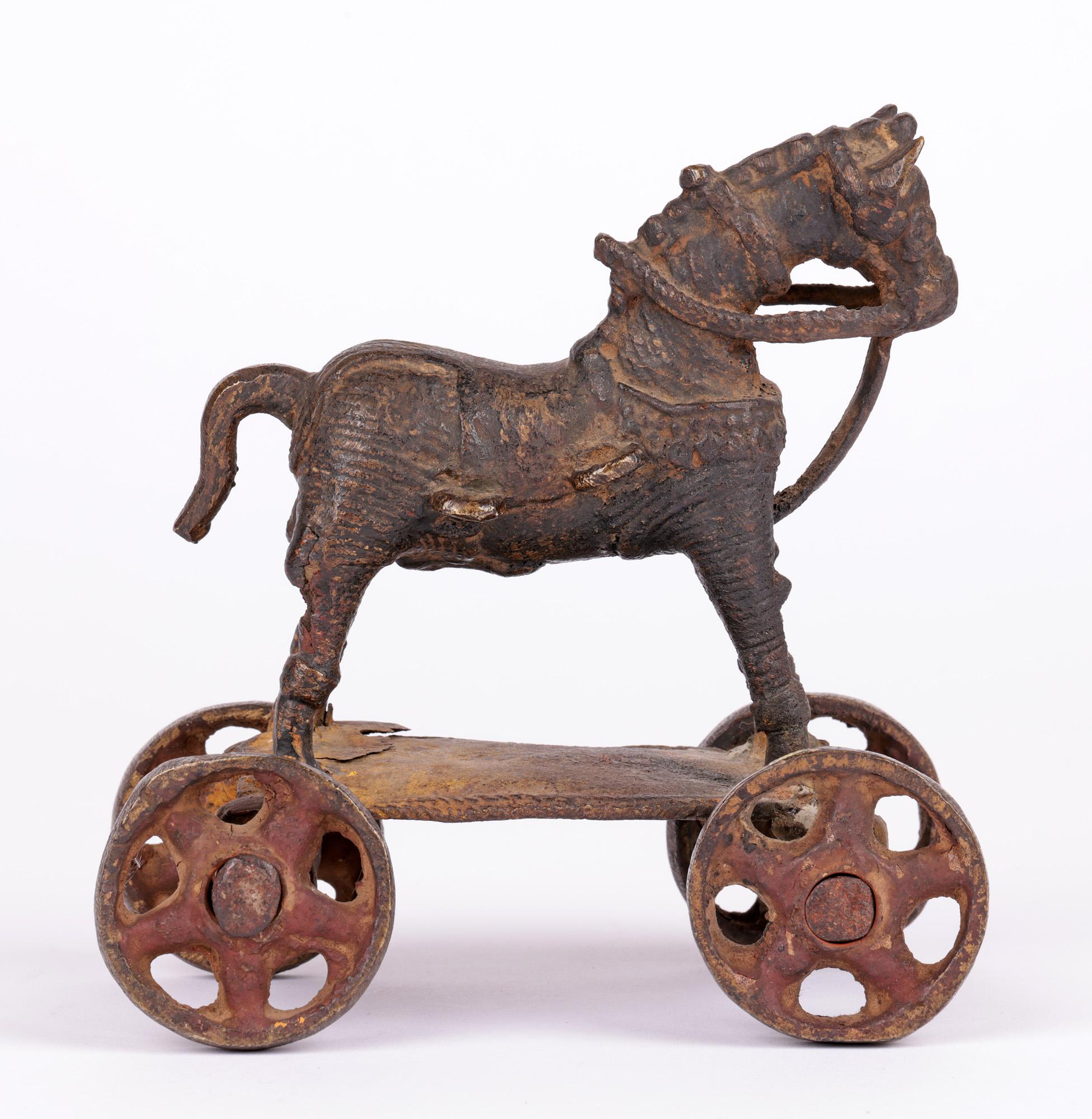 Indian Jhansi, Bundelkhand Bronze Toy Horse Figure For Sale 2