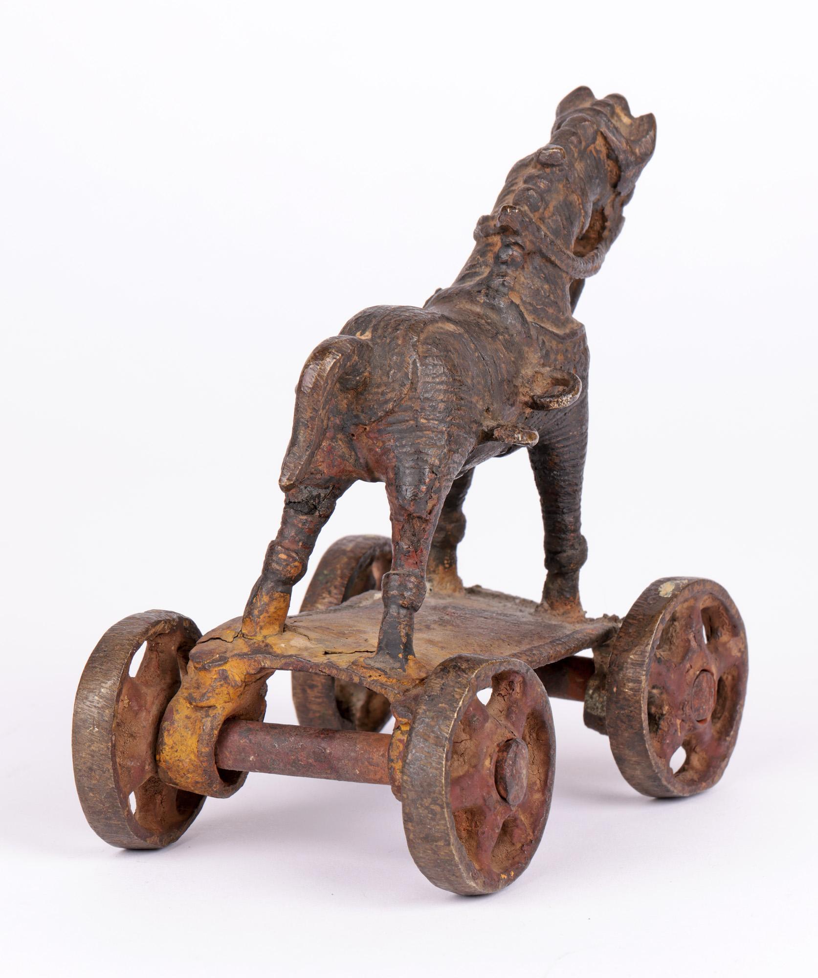 Indian Jhansi, Bundelkhand Bronze Toy Horse Figure For Sale 2