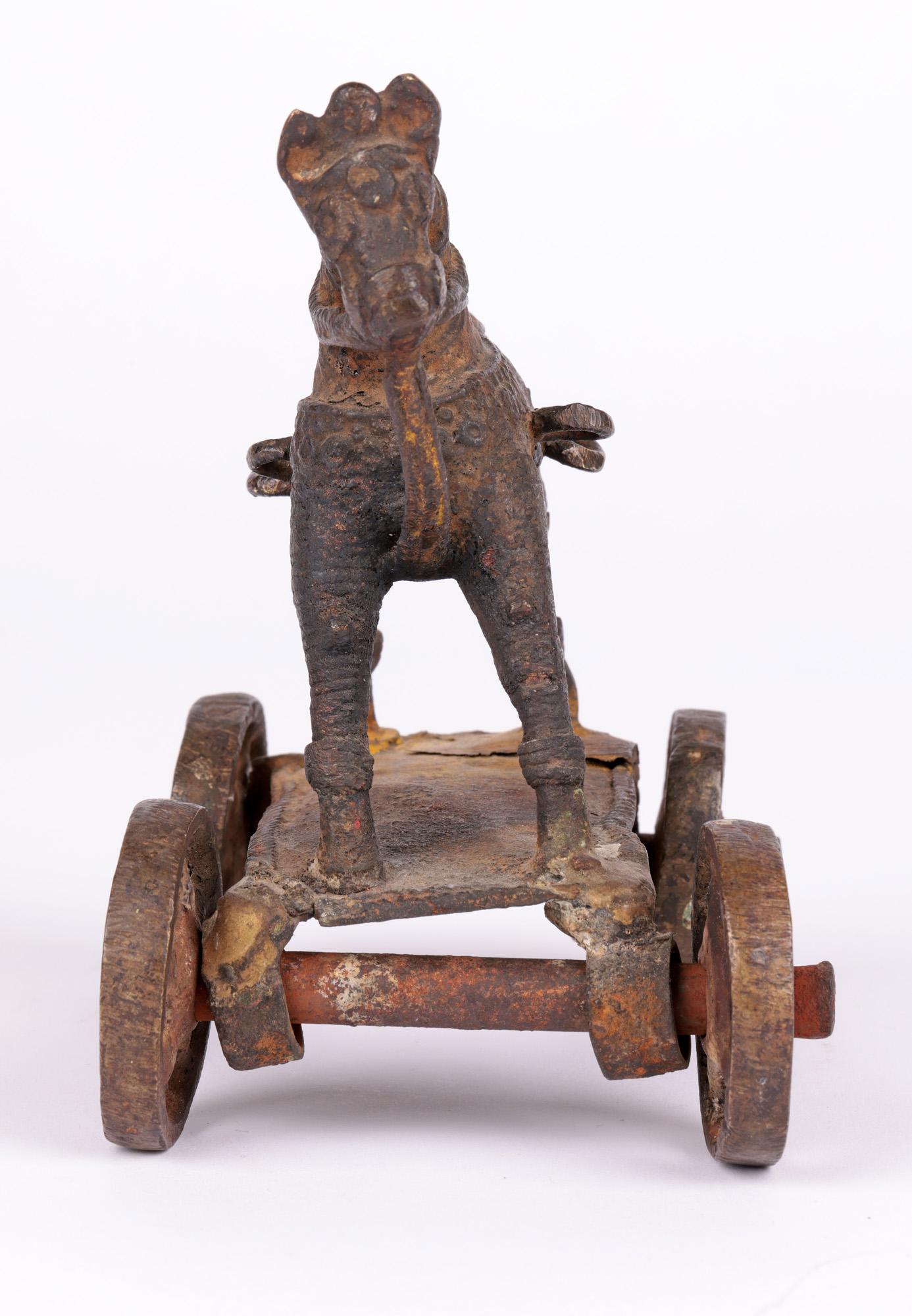 Indian Jhansi, Bundelkhand Bronze Toy Horse Figure For Sale 4