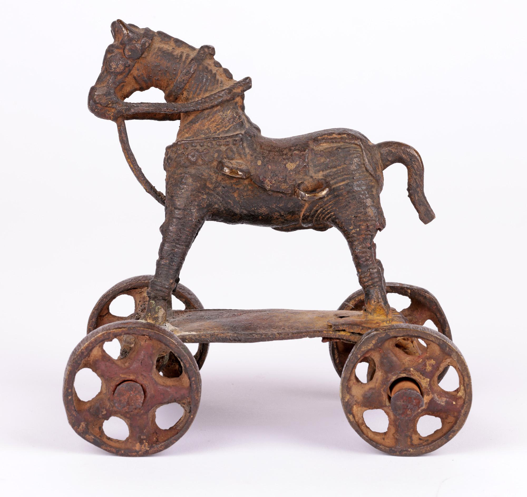 Indien Jhansi, figurine de cheval joueur en bronze Bundelkhand en vente