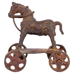 Jhansi, figurine de cheval joueur en bronze Bundelkhand