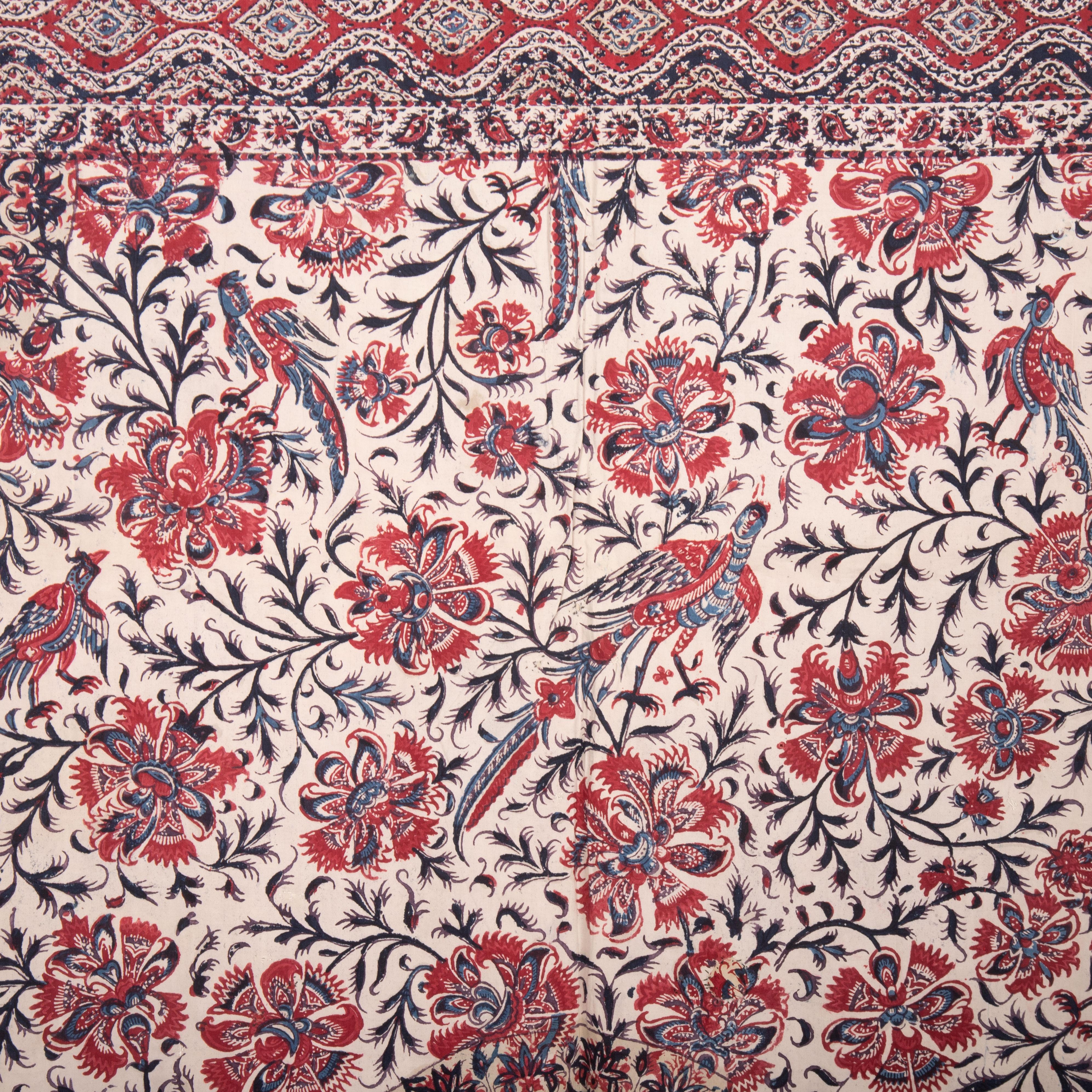 Cotton Indian Kalamkari Panel, India 19th C For Sale