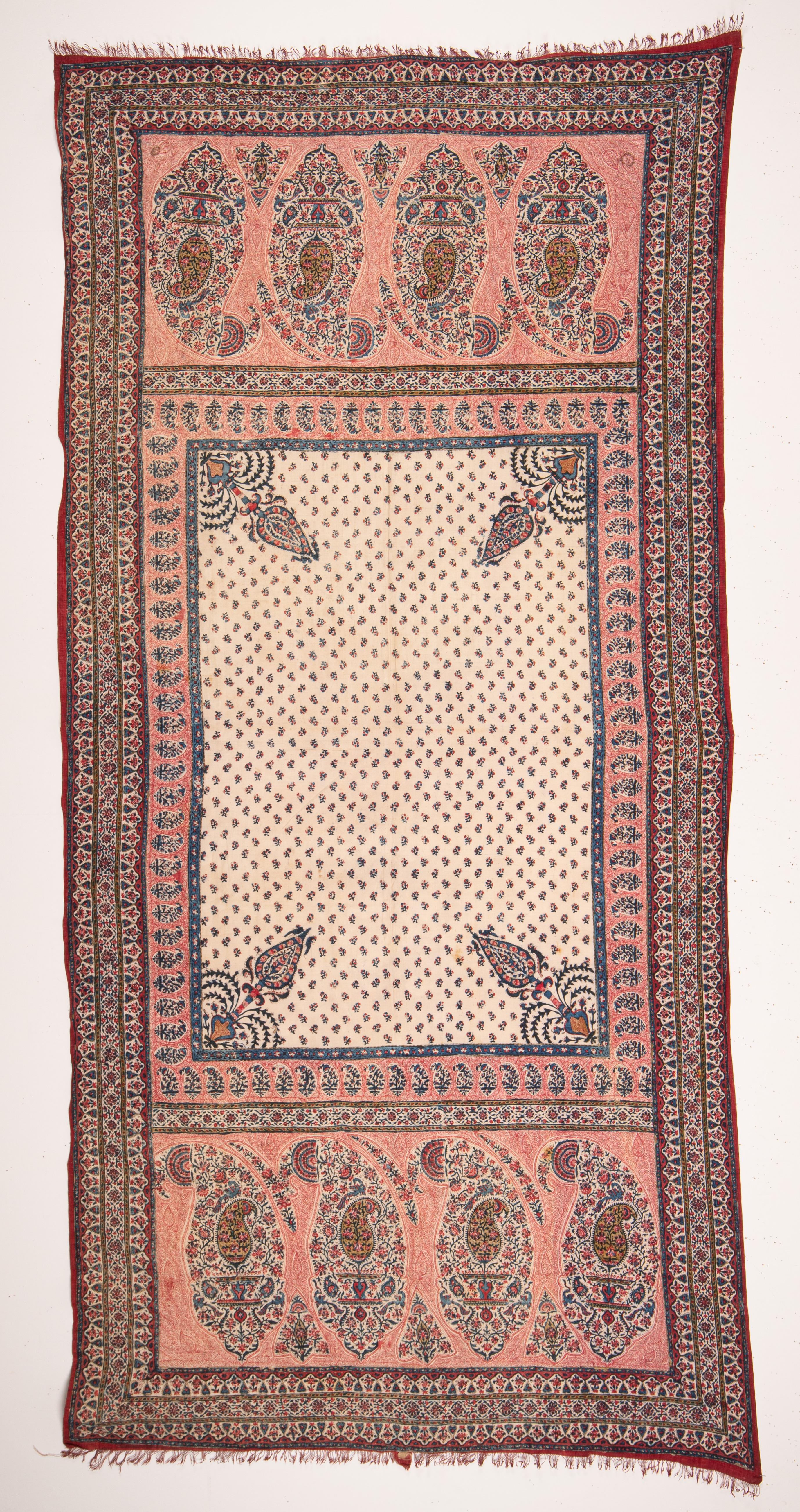 This is a finely executed kalamkari work with well saturated colors.