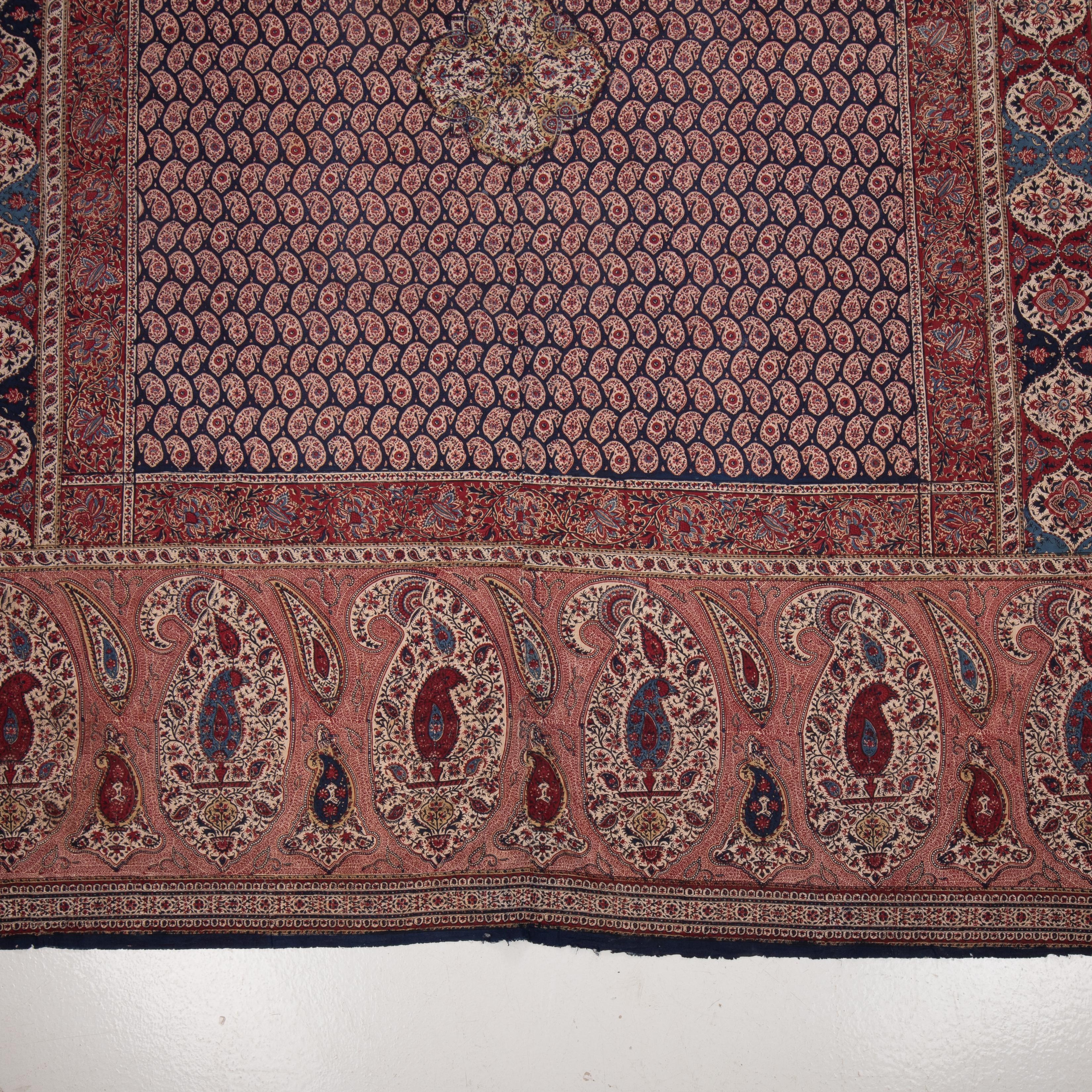 Panel de Kalamkari indio, finales del siglo XIX Indio en venta