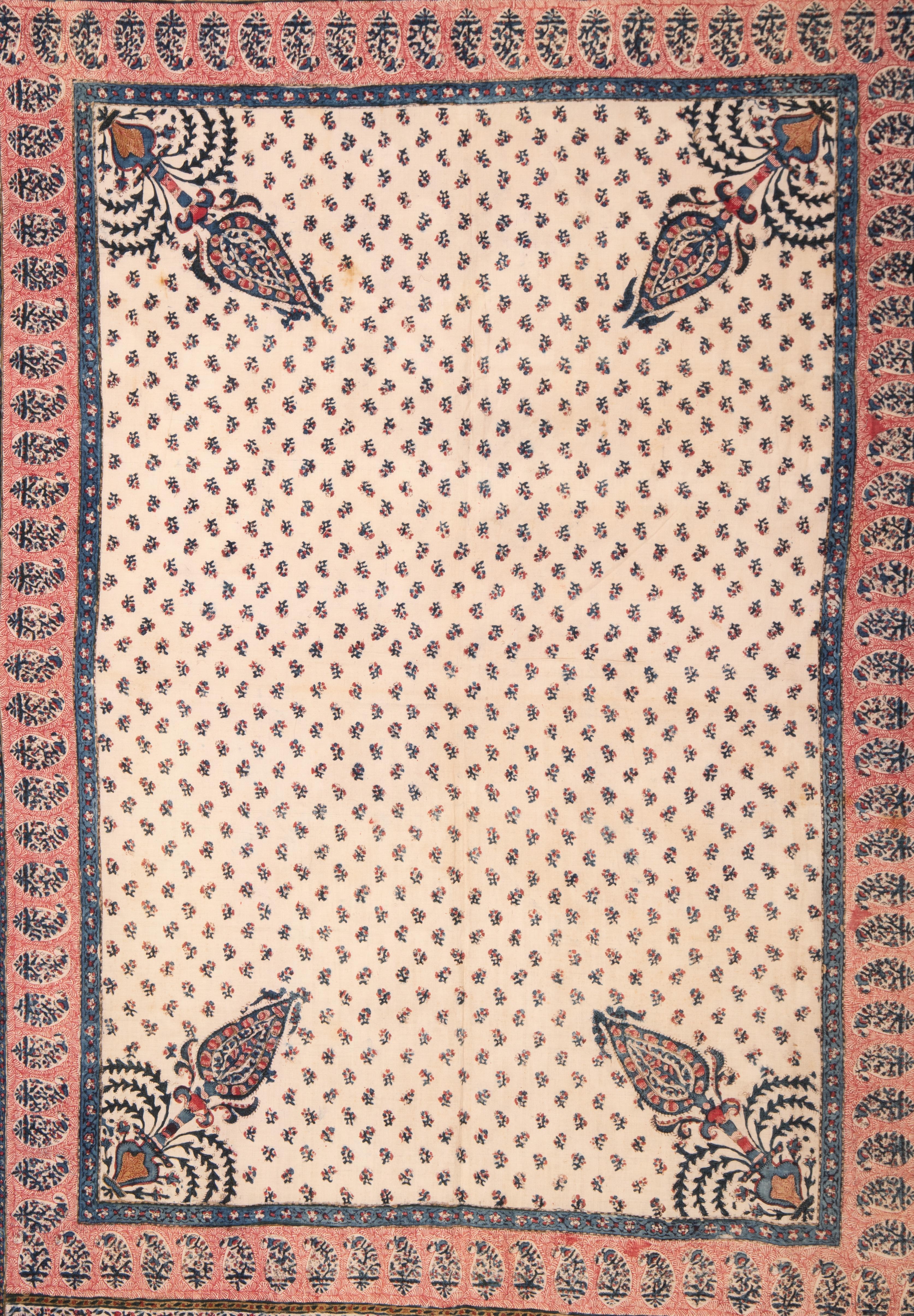 Cotton Indian Kalamkari Panel, Late 19th Century For Sale