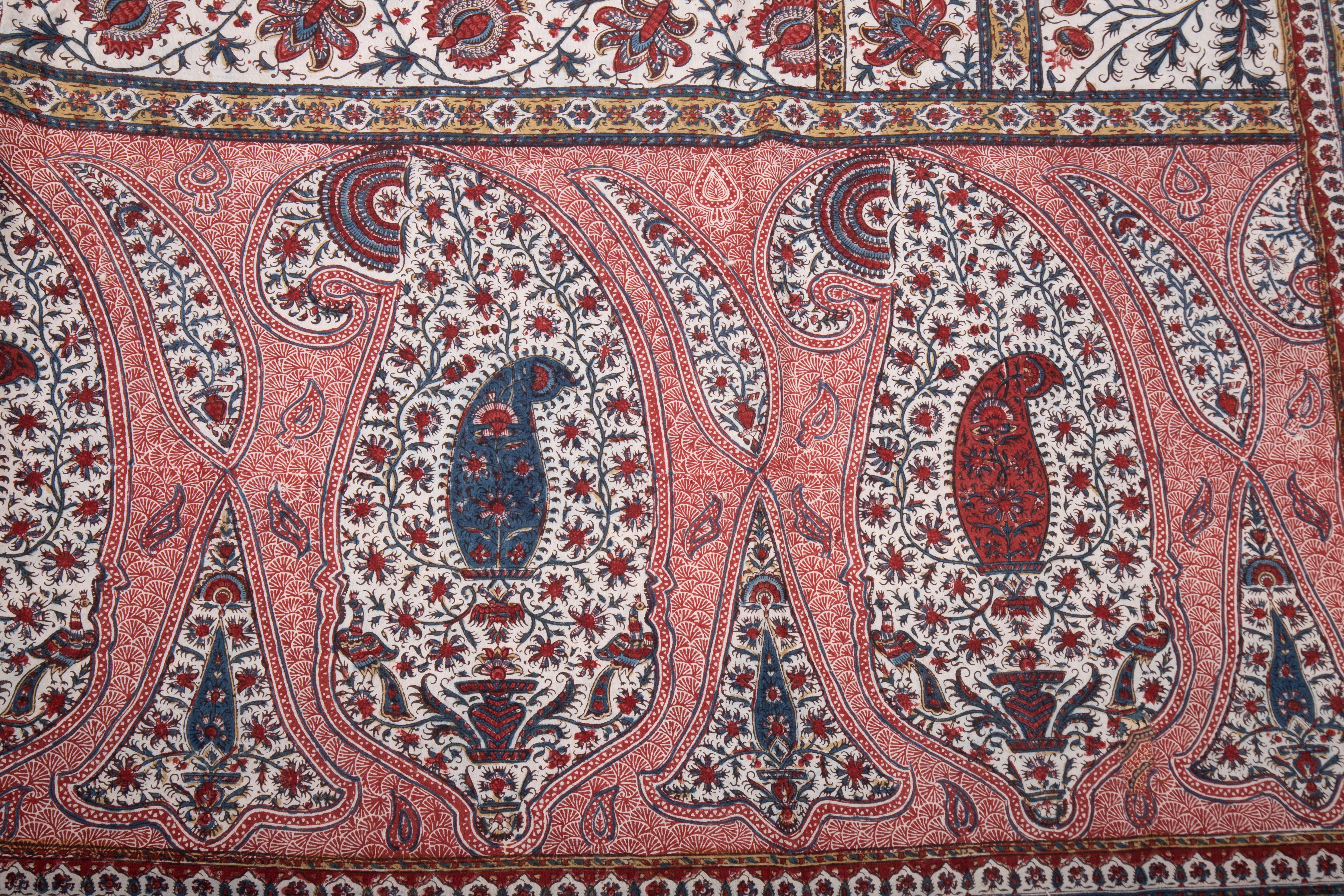 19th Century Indian Kalamkari Panel, late 19th C. For Sale