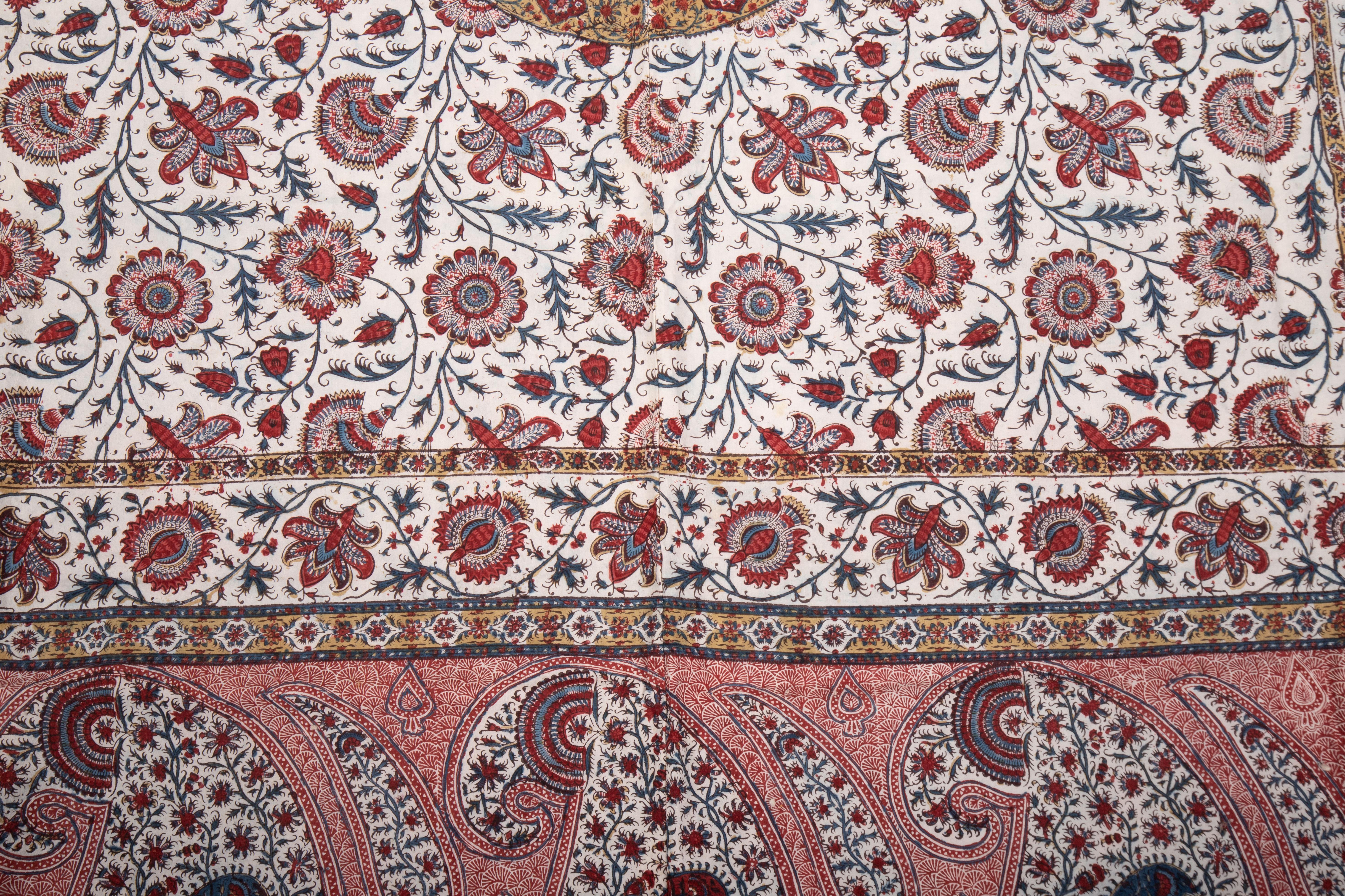 Cotton Indian Kalamkari Panel, late 19th C. For Sale
