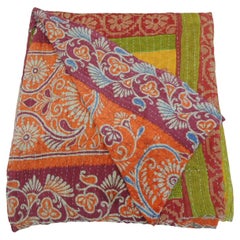 Indian Kantha Colorful Quilted Throw
