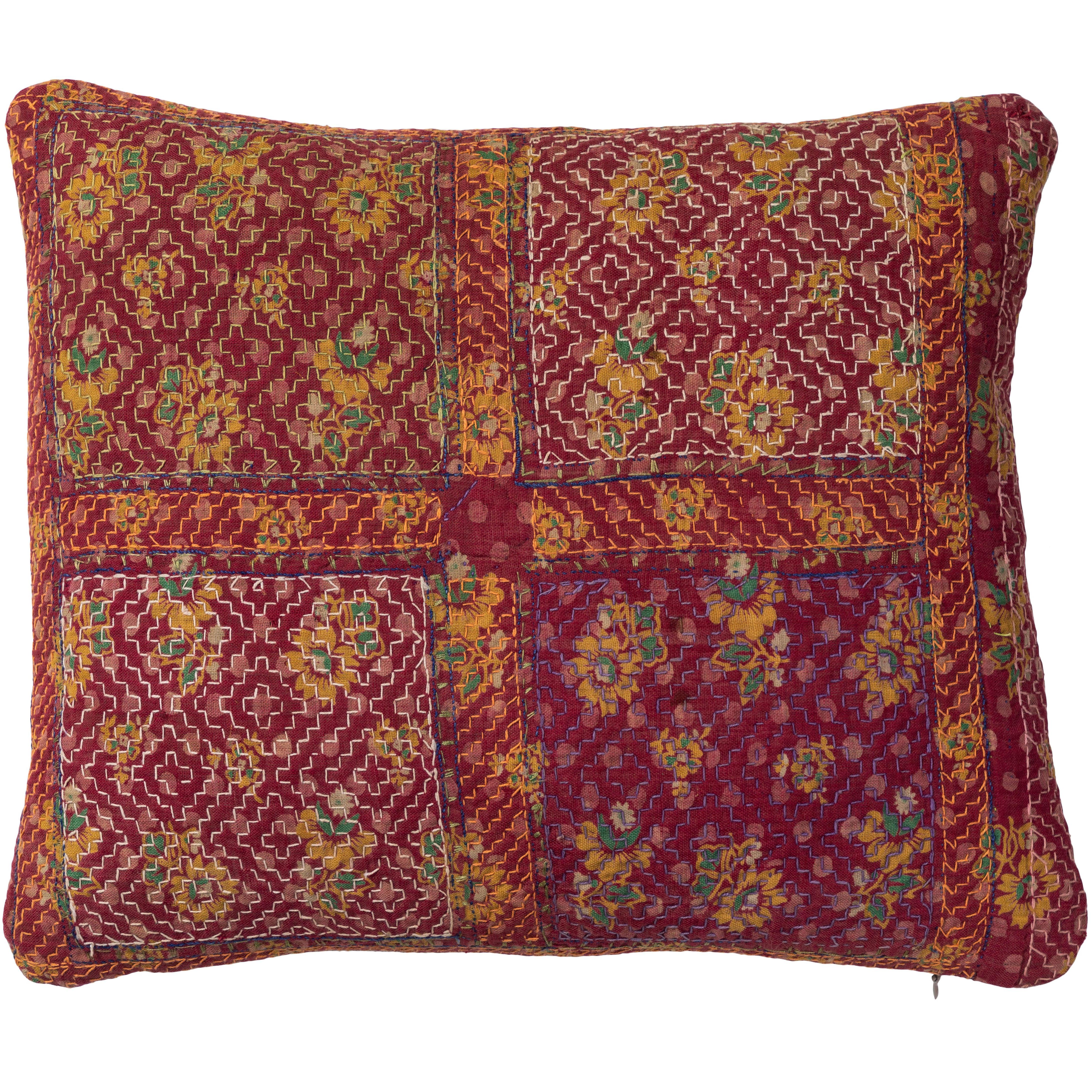Indian Kantha Quilt Pillow For Sale
