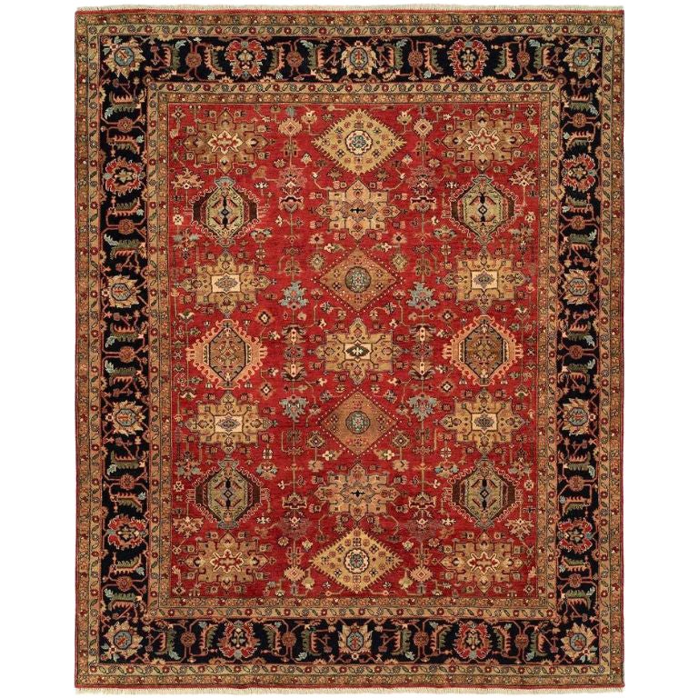 Indian Karajeh Classic Hand-Knotted Wool Rug, 10' x 14'