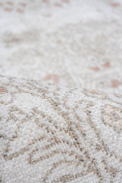 Indian Kashmir Rug in Snow White and Red Accents with Central Medallion