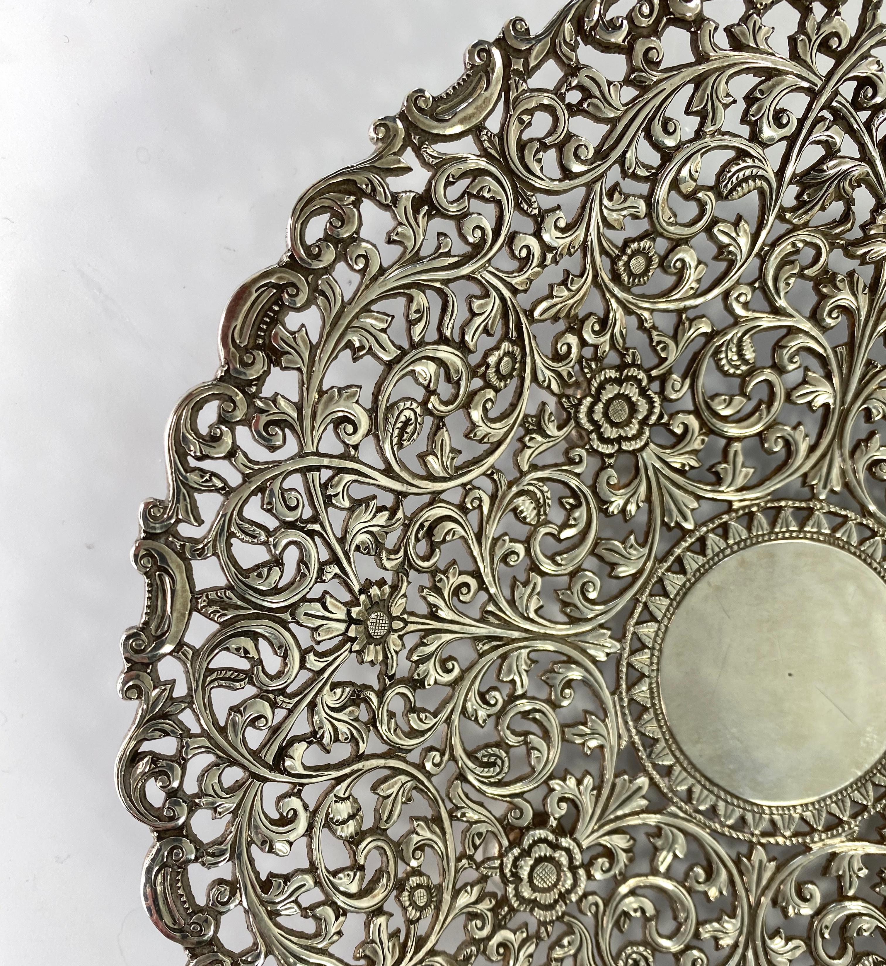 British Colonial Indian Kutch Reticulated Silver Salver, circa 1890