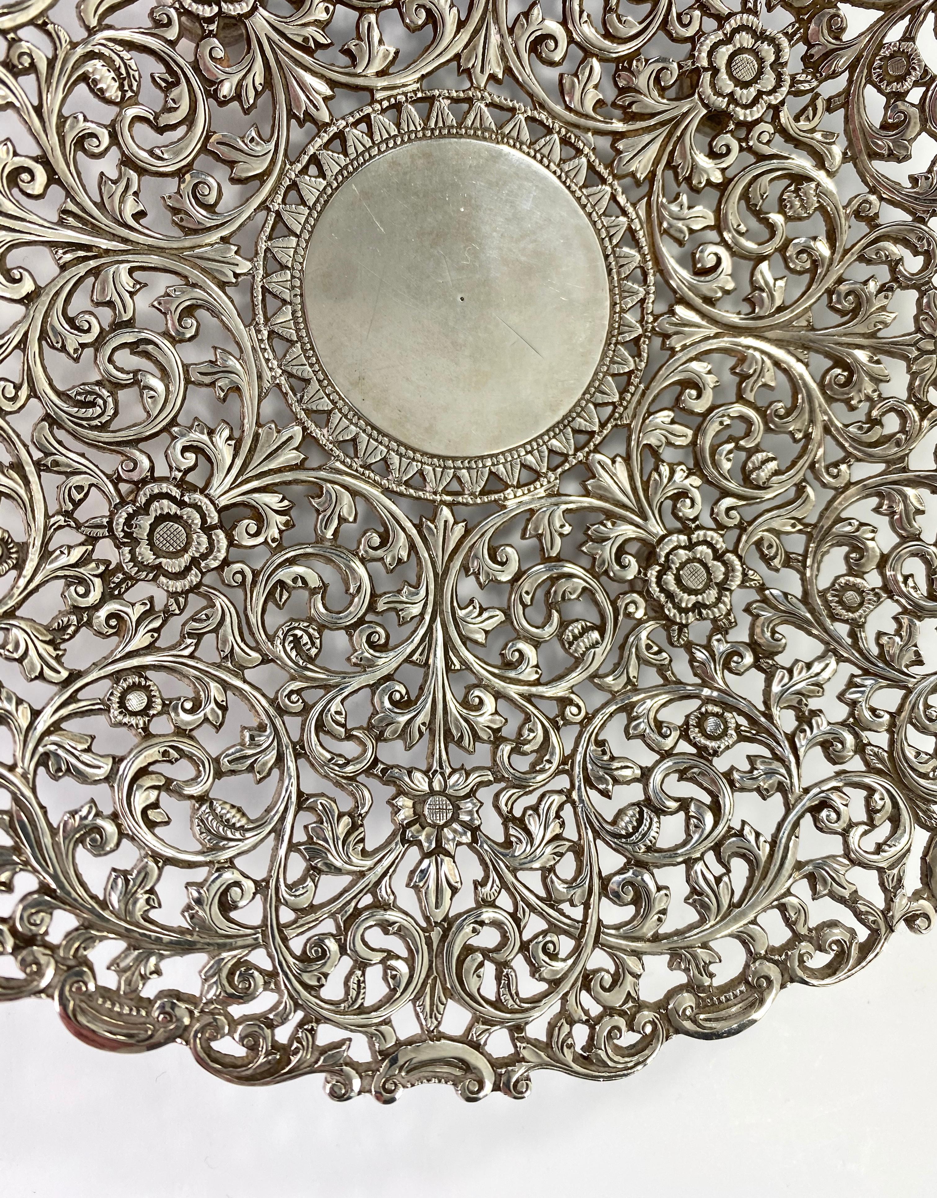Cast Indian Kutch Reticulated Silver Salver, circa 1890