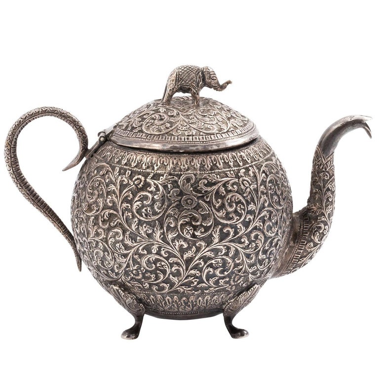 Indian Kutch Silver Tea Pot at 1stDibs