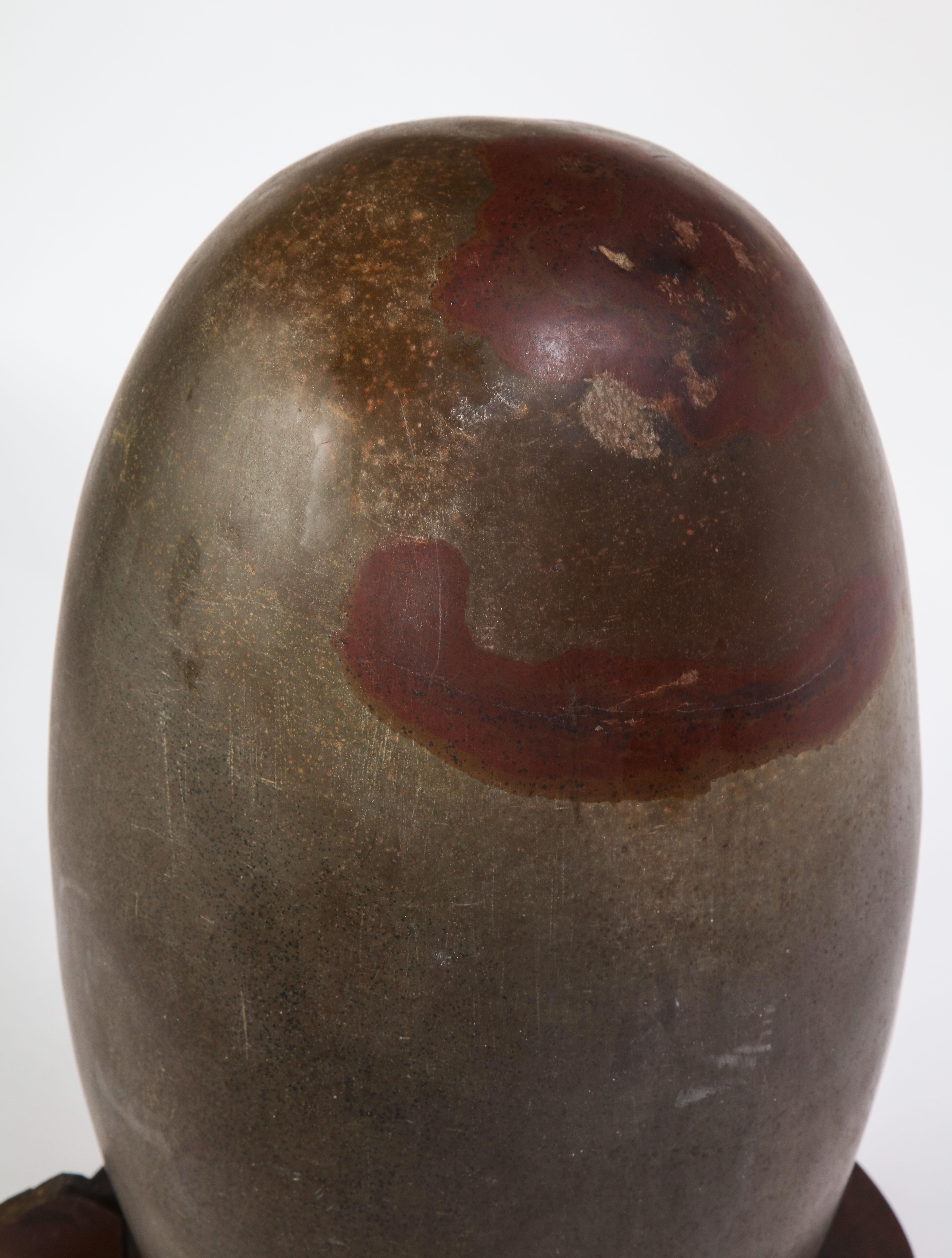 Indian Lingam Stone of Ovoid Form with Metal Stand 6