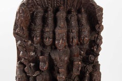 Indian Low Relief, India, Antique 19th Century Carved Wood, Skanda