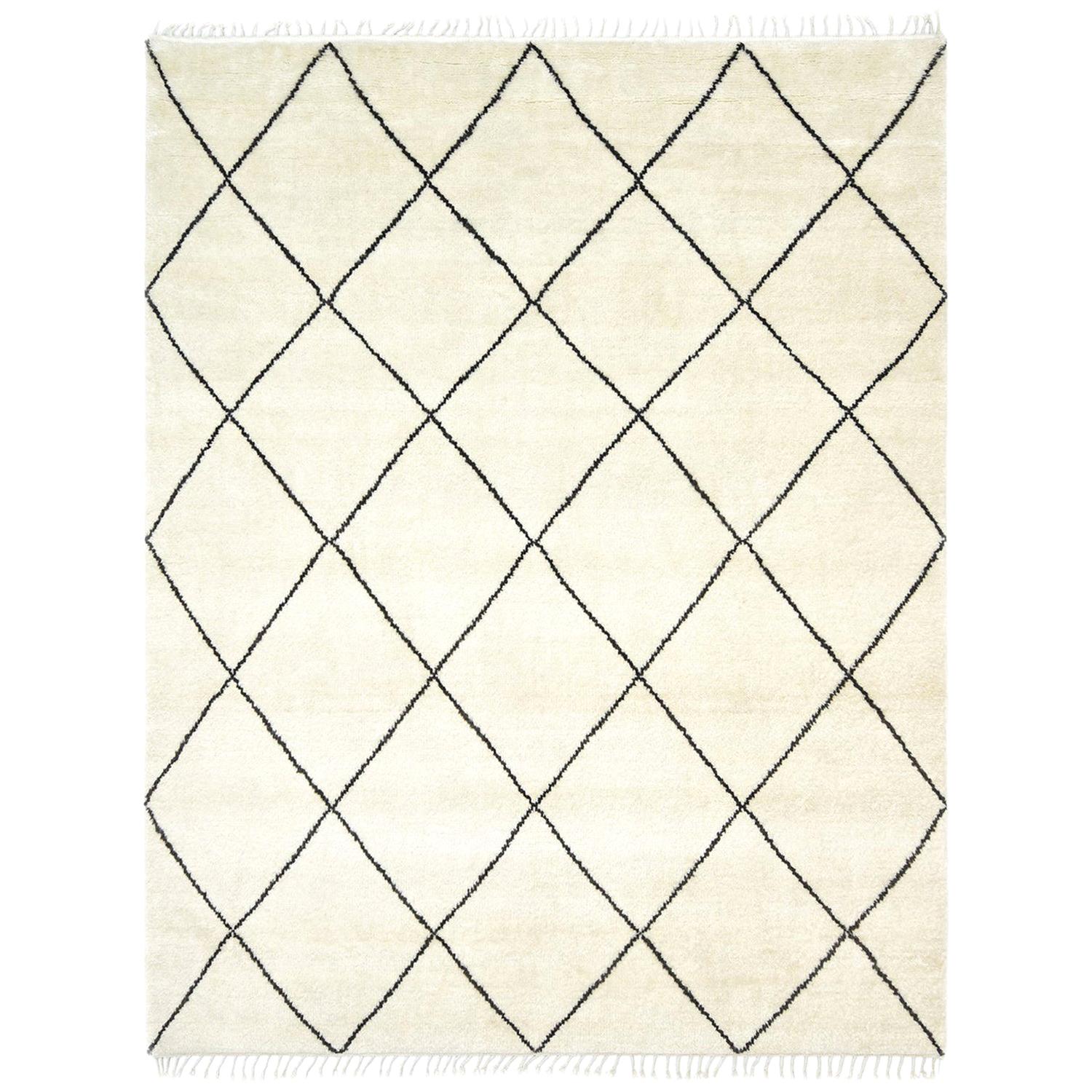 Indian Made Hand-Knotted Bohemian Moroccan Inspired Area Rug