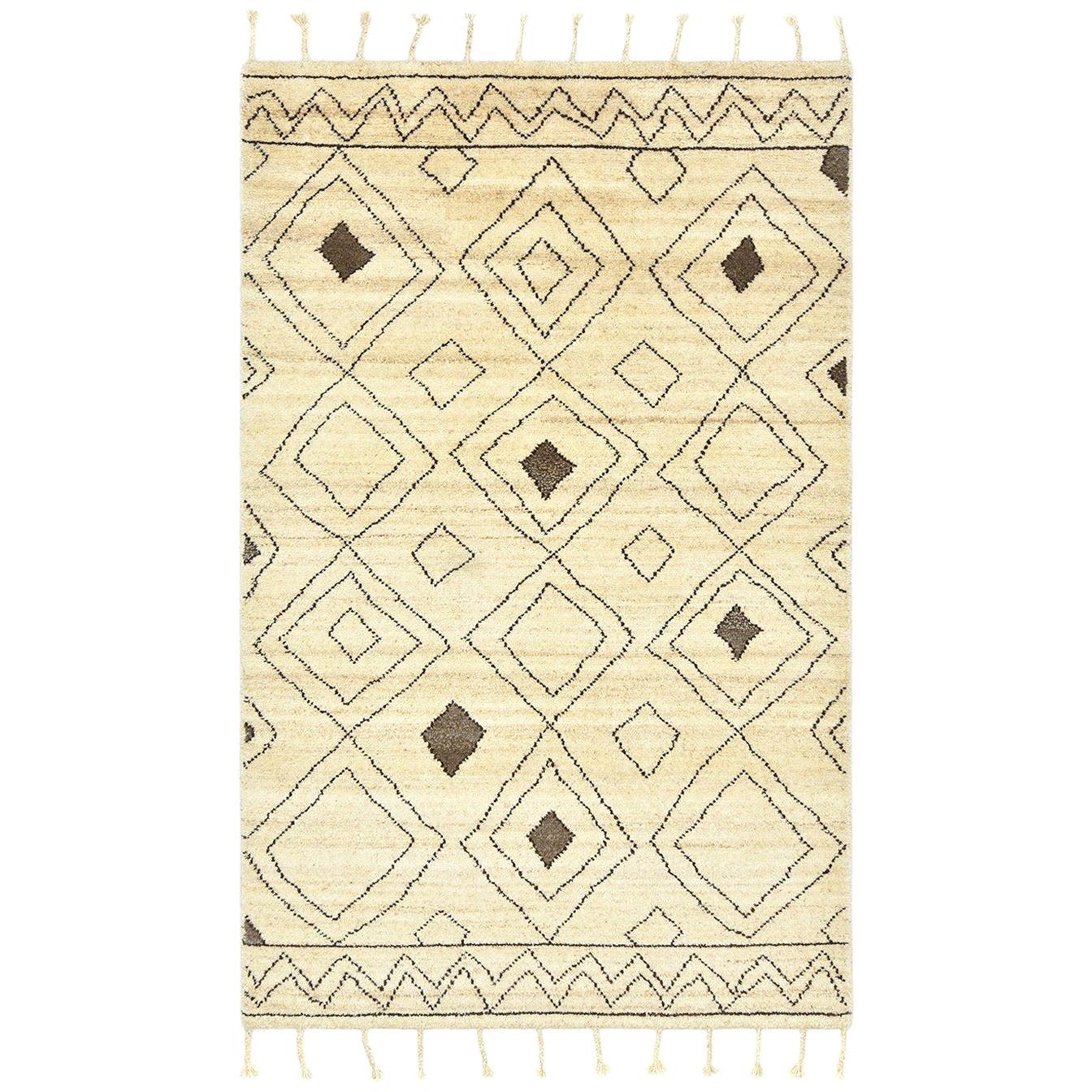 Indian Made Hand-Knotted Bohemian Moroccan Inspired Area Rug