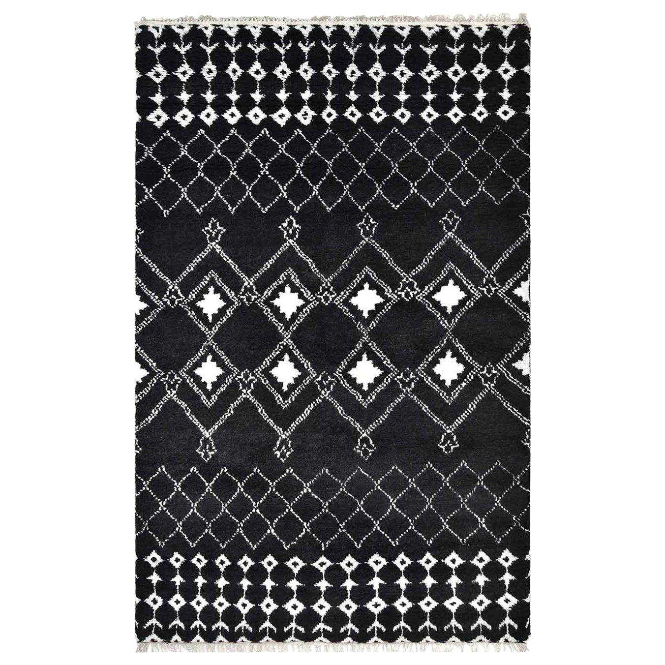 Indian Made Hand-Knotted Bohemian Moroccan Inspired Area Rug