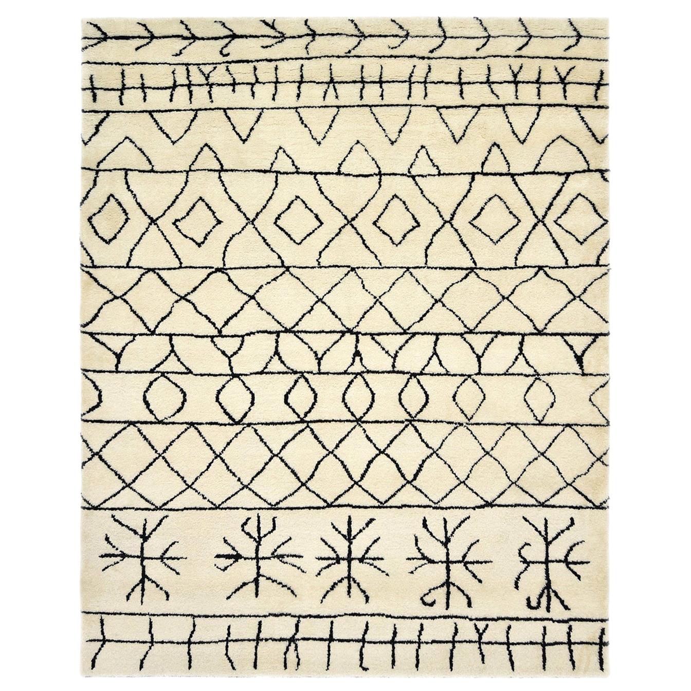 Tapis de style bohème d'inspiration marocaine noué à la main, fabriqué