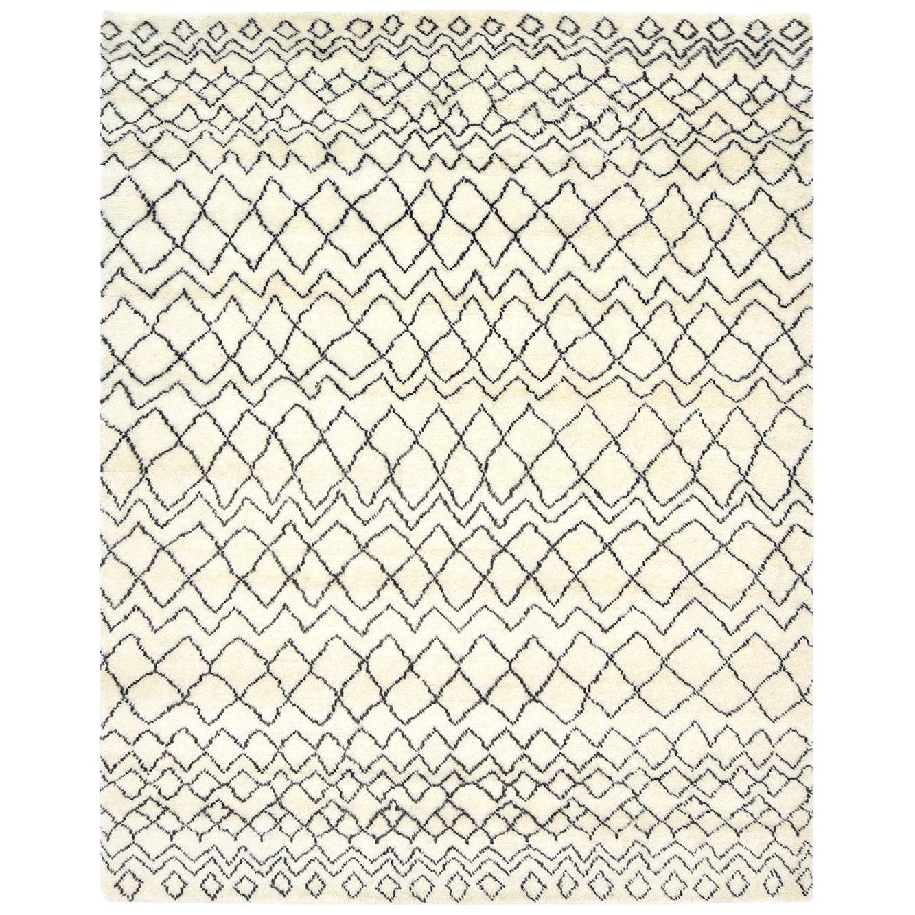 Indian Made Hand-Knotted Bohemian Moroccan Inspired Inspired Area Rug