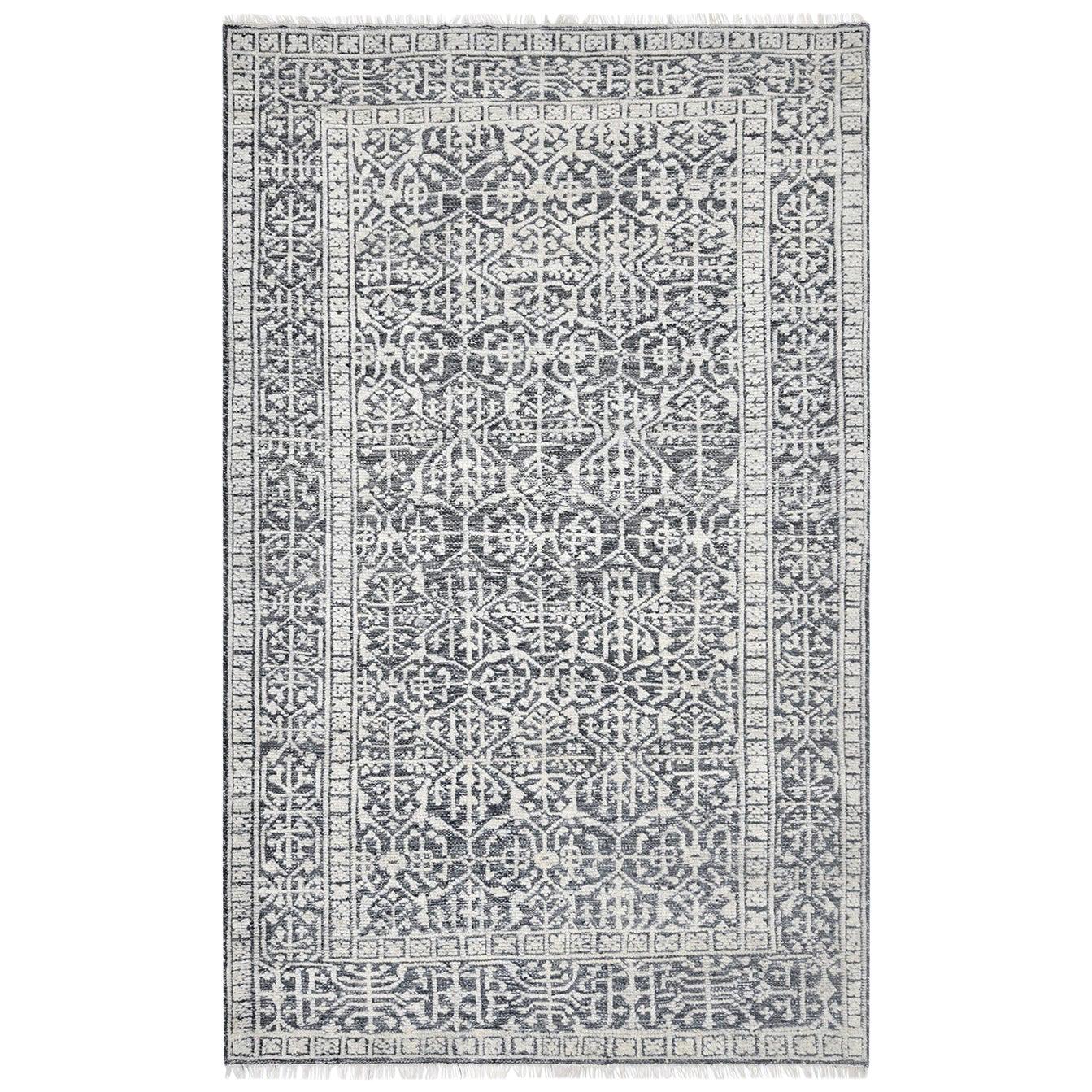 Indian Made Hand-Knotted Contemporary Transitional Area Rug For Sale