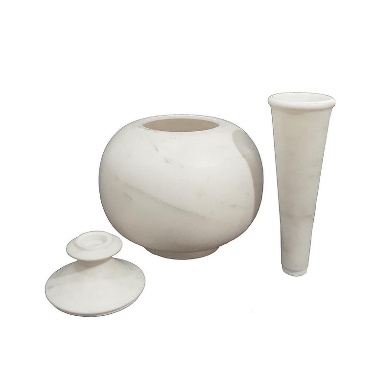 Indian Marble Vessel, with Cap For Sale at 1stDibs