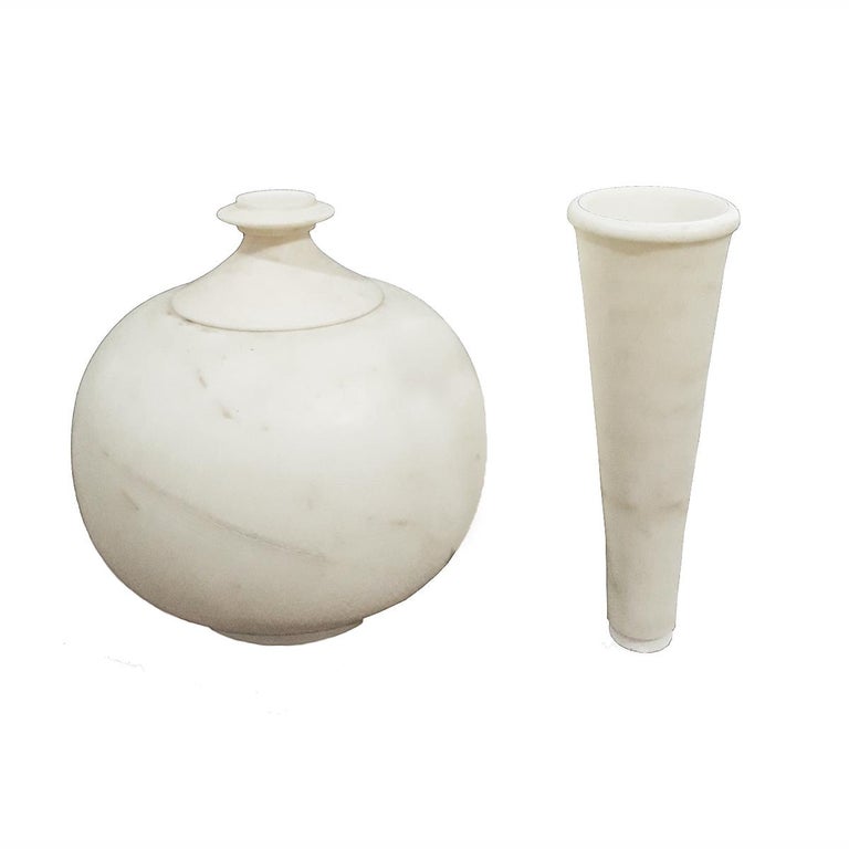Indian Marble Vessel, with Cap For Sale at 1stDibs