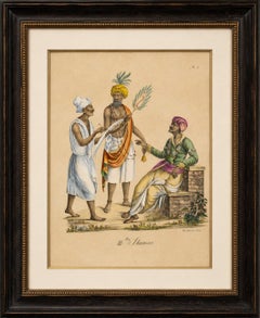 Indian Merchants & Noblemen, Brodtmann Hand-Colored Lithograph, 1816