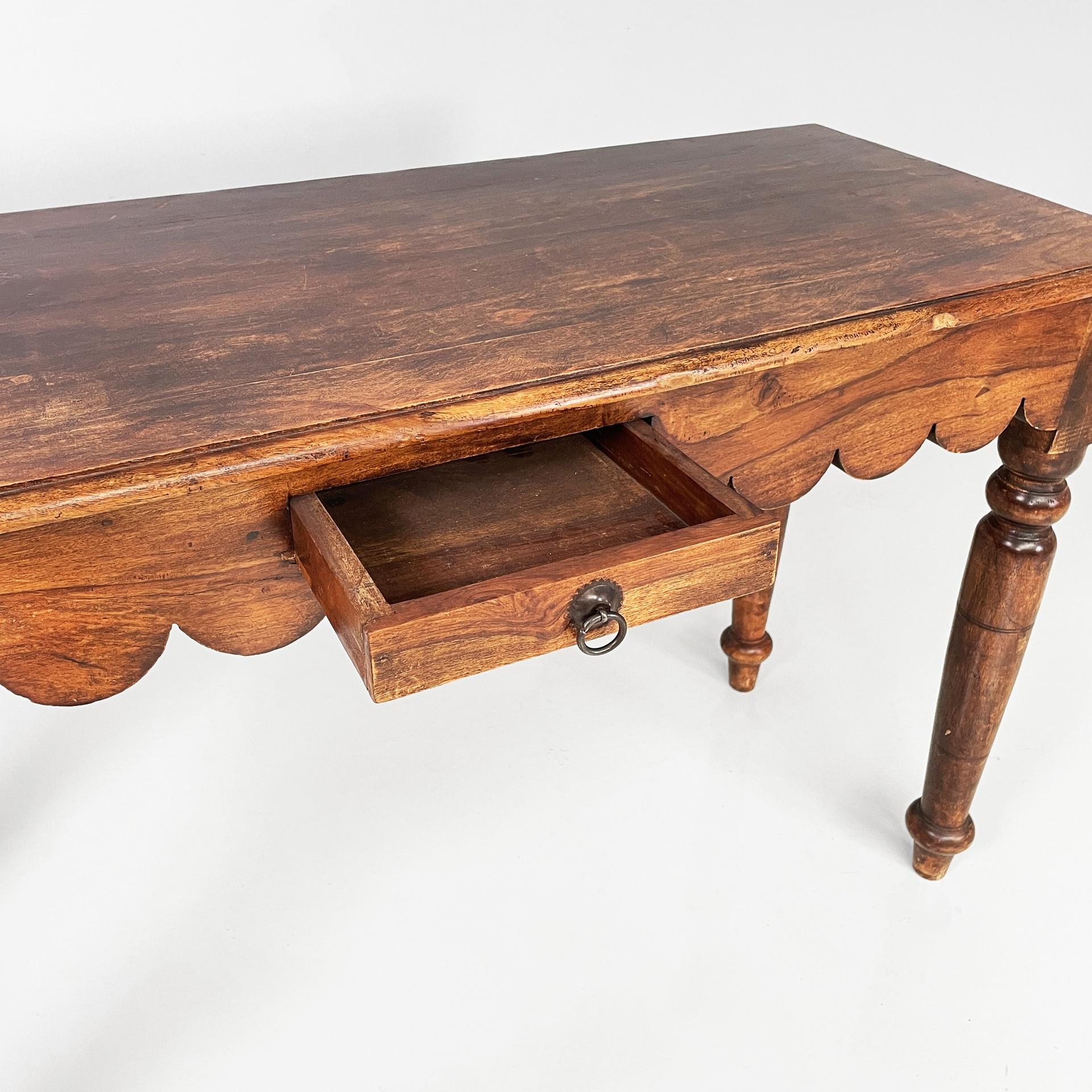 Wood Indian mid-century modern console with drawer in wood, 1970s For Sale