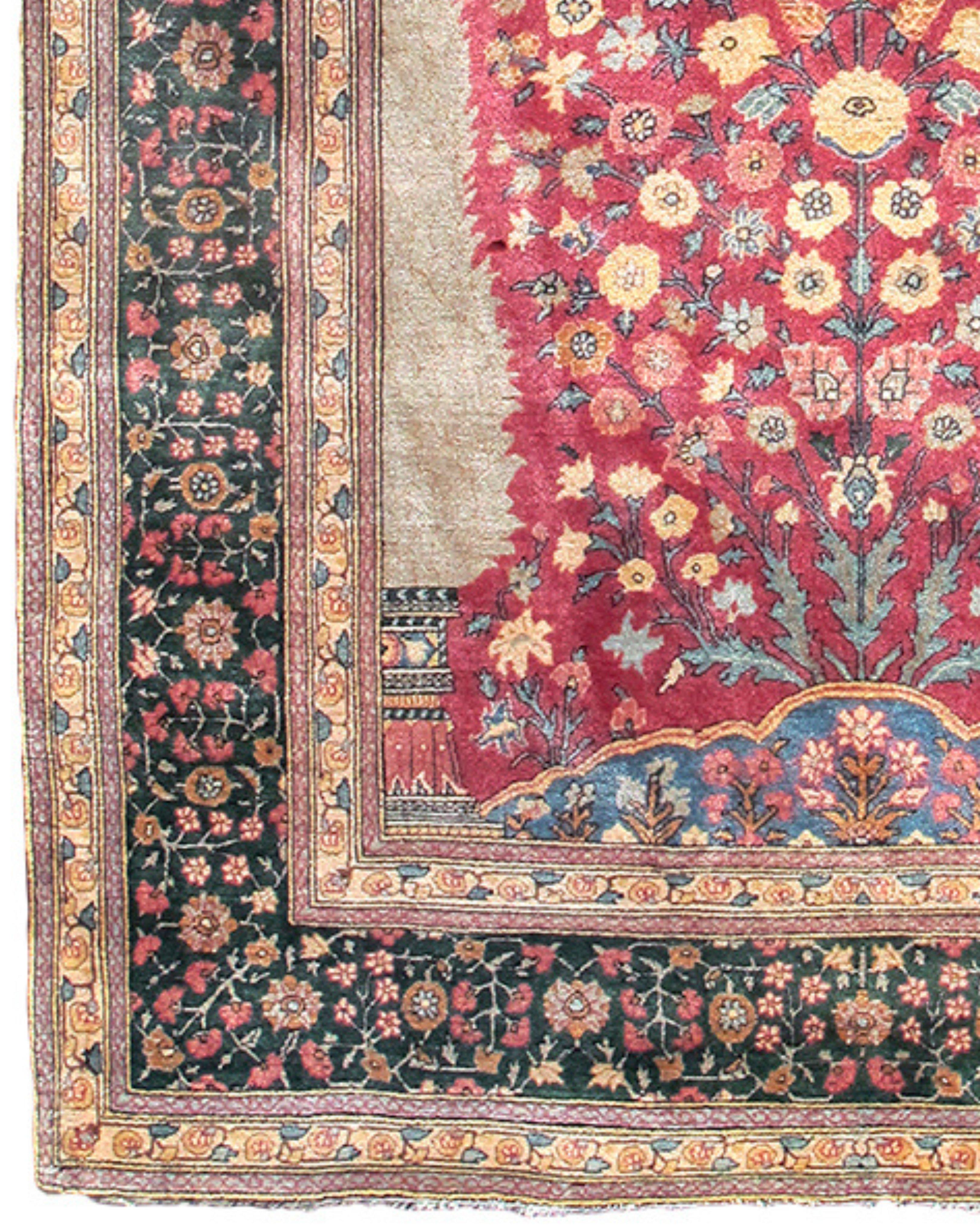Indian Mille Fleurs Rug, c. 1900 In Excellent Condition For Sale In San Francisco, CA