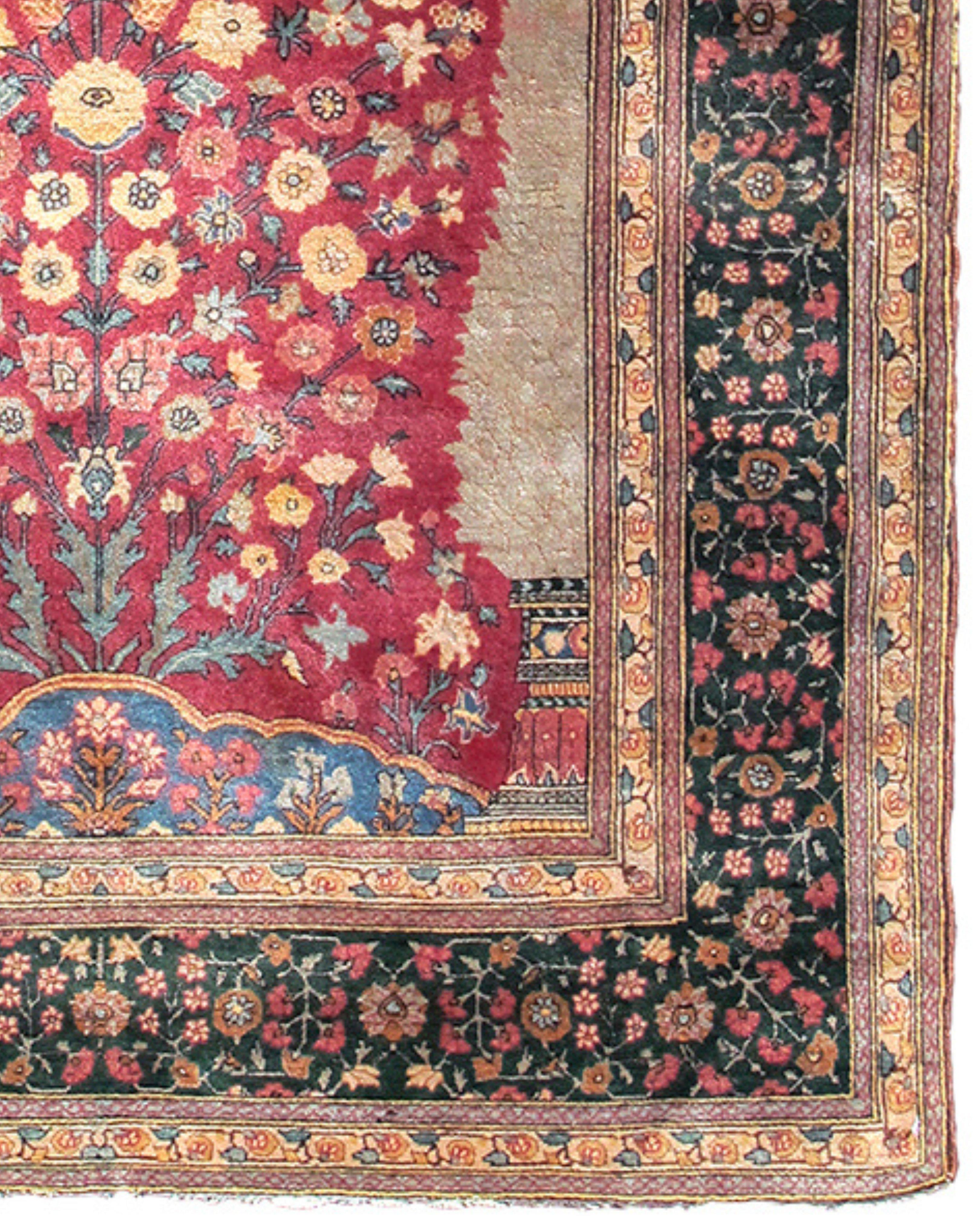 19th Century Indian Mille Fleurs Rug, c. 1900 For Sale