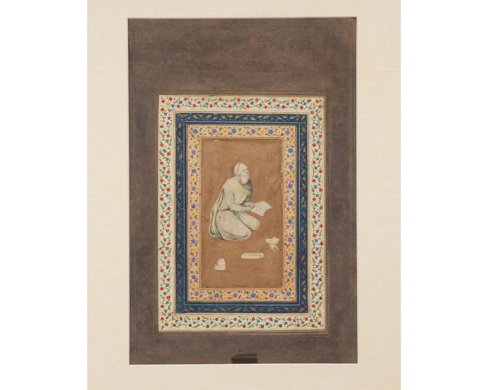 Indische Miniaturmalerei eines Gelehrten, Mogulzeit im Zustand „Hervorragend“ im Angebot in Long Island City, NY