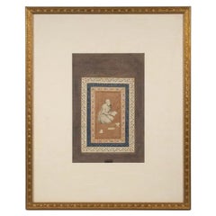Antique Indian miniature painting of a scholar, Mughal period