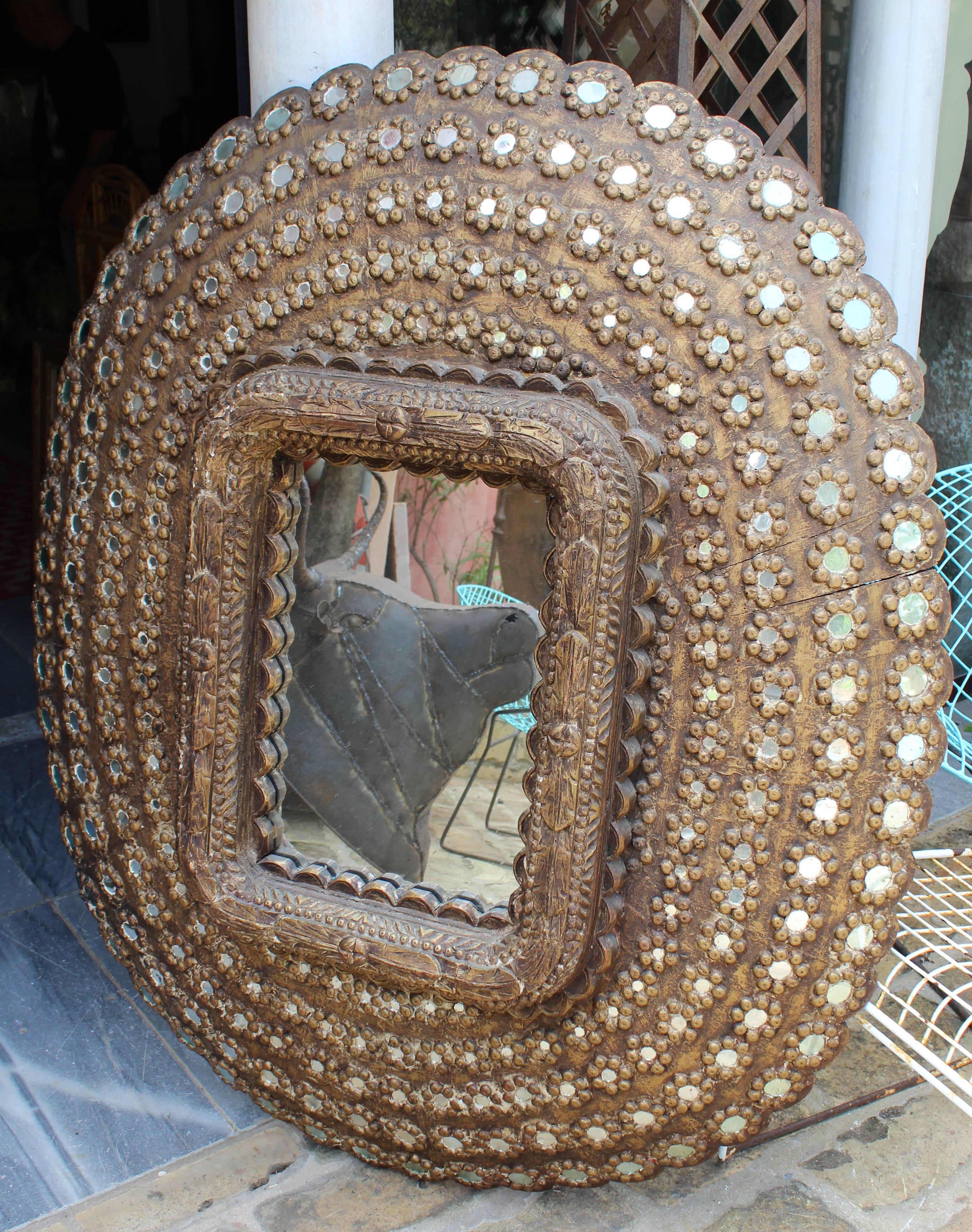 indian carved mirror