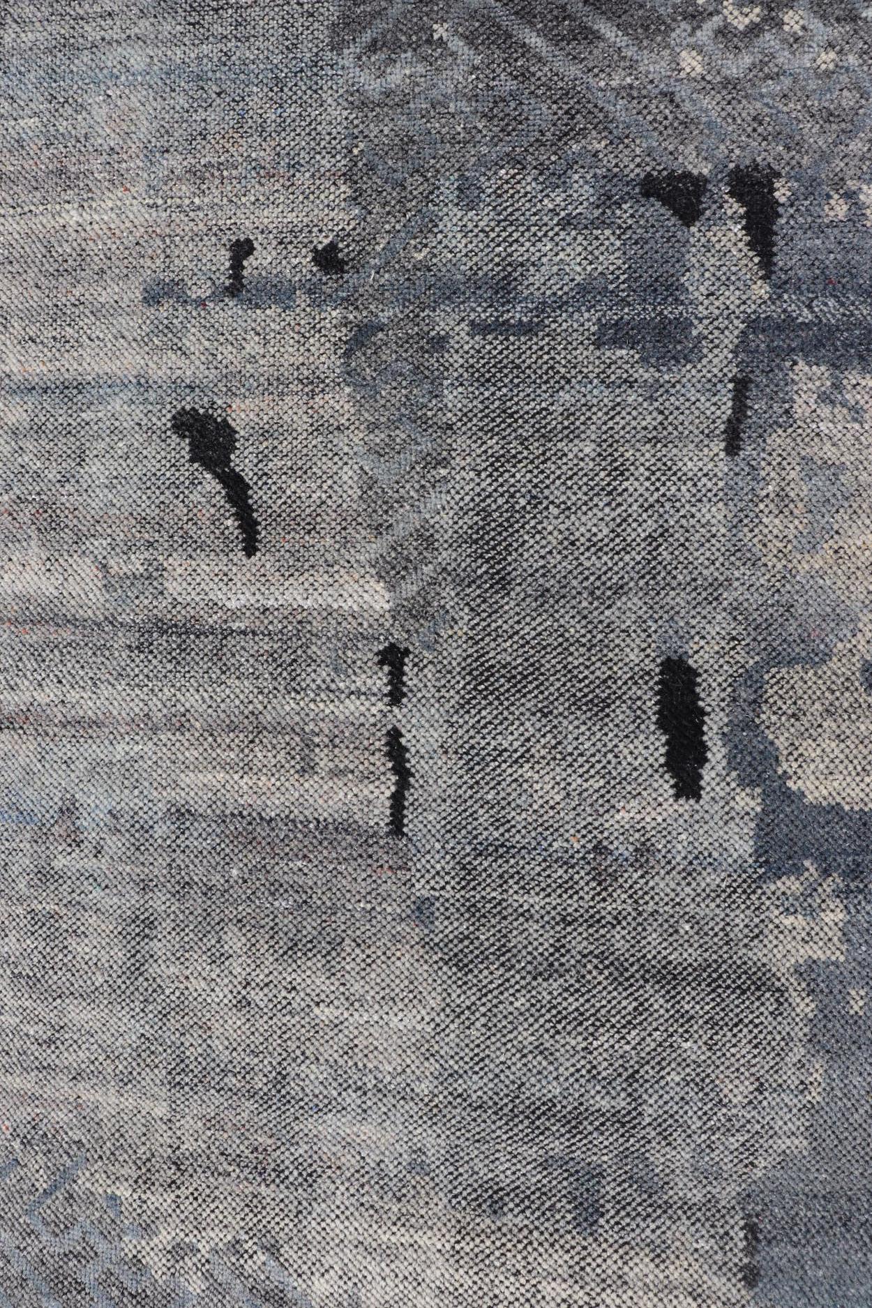 Moderno Tappeto indiano moderno astratto di piccole dimensioni in tonalità neutre scure 4'0