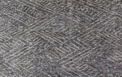 Modern Gray-Blue Rug Crosshatch Design by Keivan Woven Arts 6'0 x 9'0